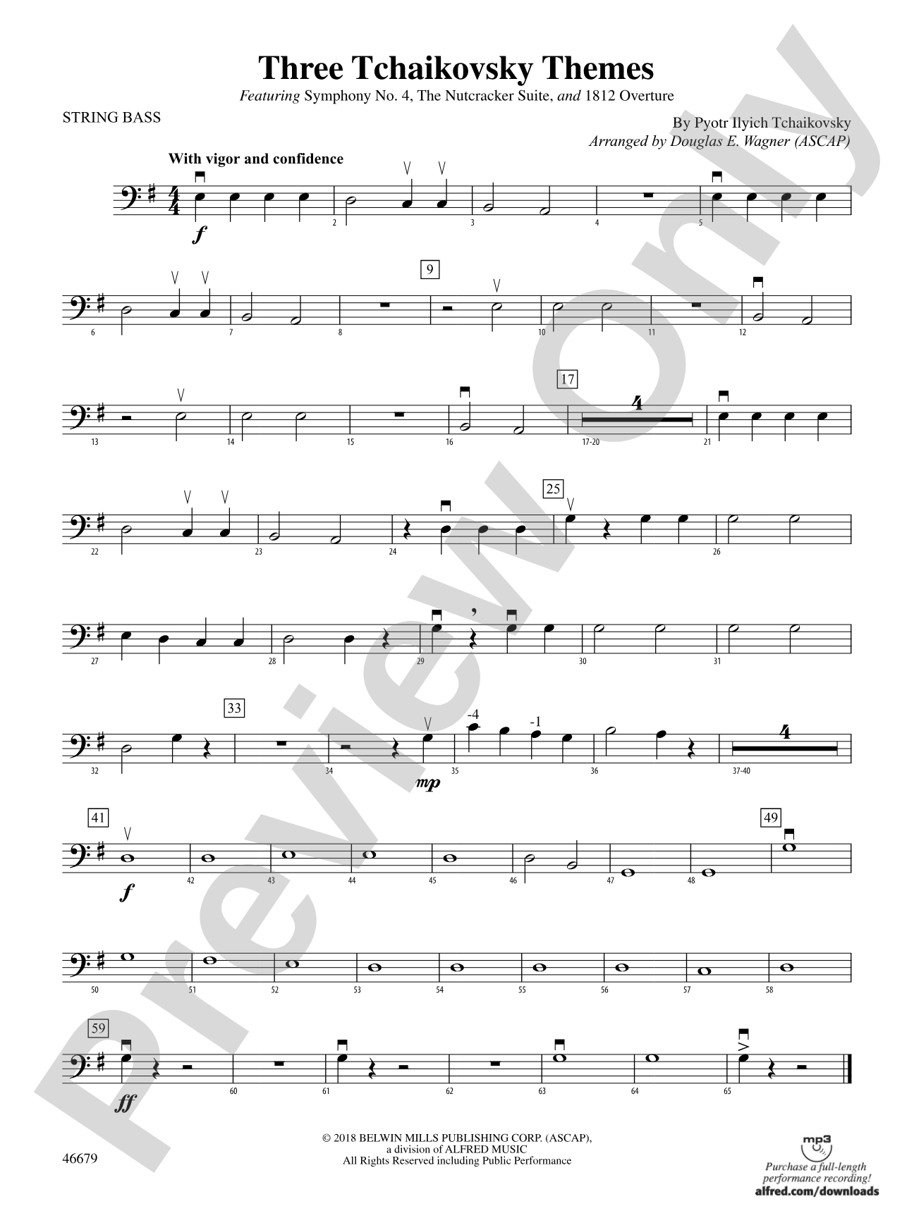 Three Tchaikovsky Themes: String Bass