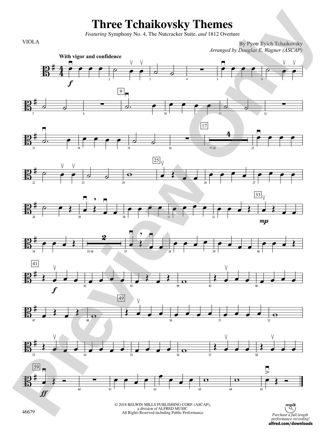 Three Tchaikovsky Themes: Viola