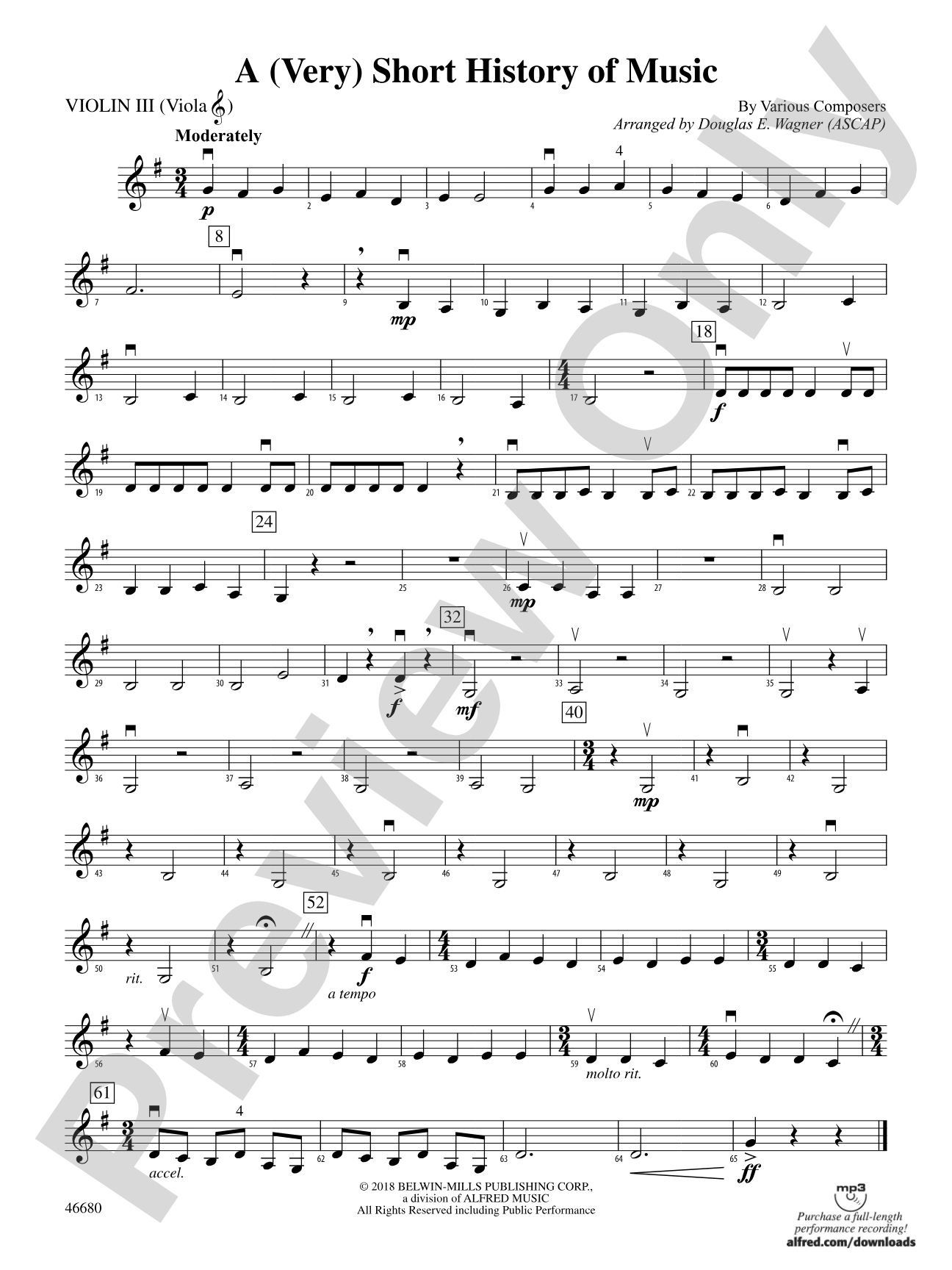 A (Very) Short History of Music: 3rd Violin (Viola [TC])
