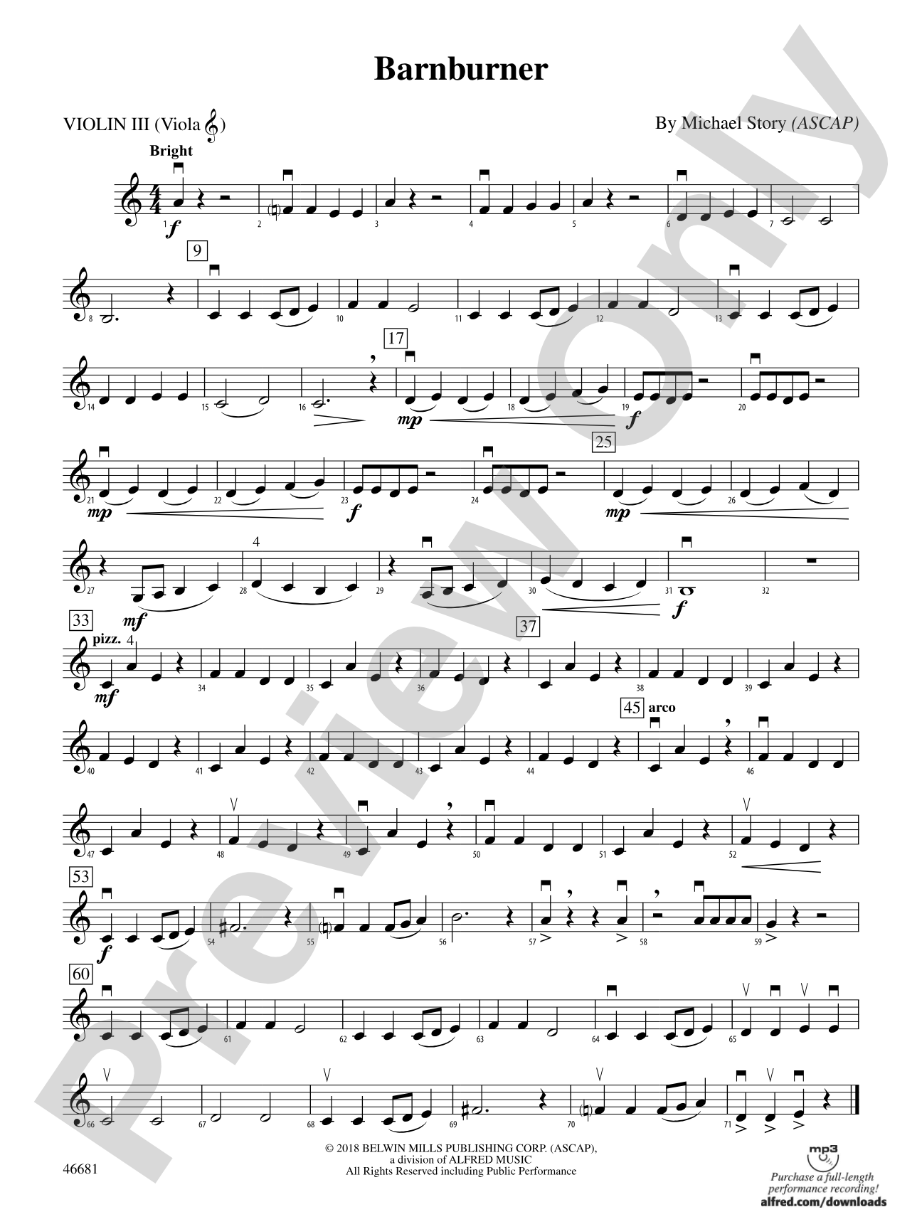 Barnburner: 3rd Violin (Viola [TC])