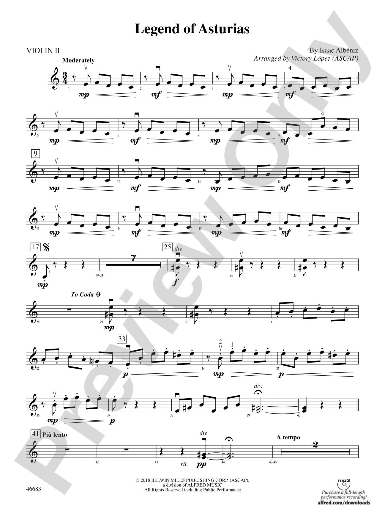 Legend of Asturias: 2nd Violin