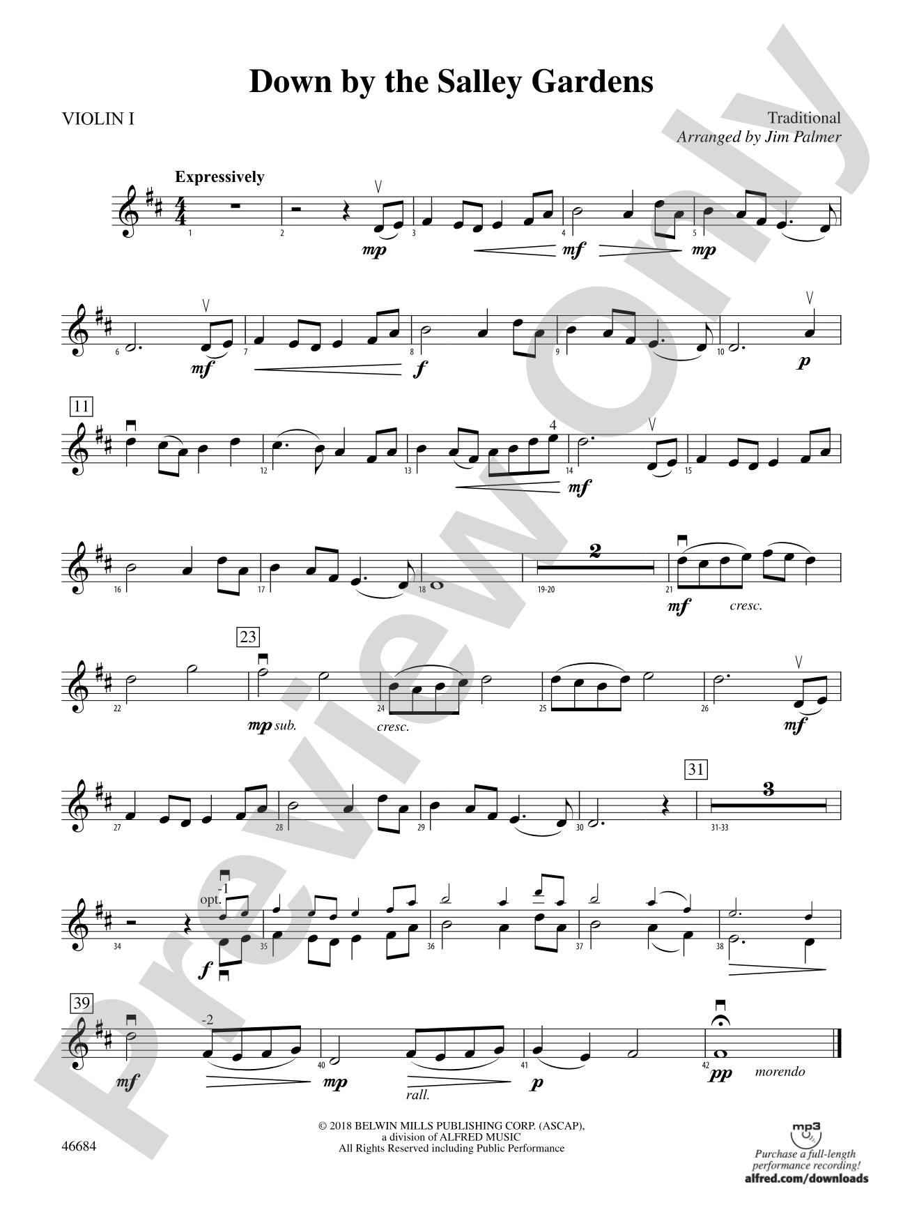 Down by the Salley Gardens: 1st Violin