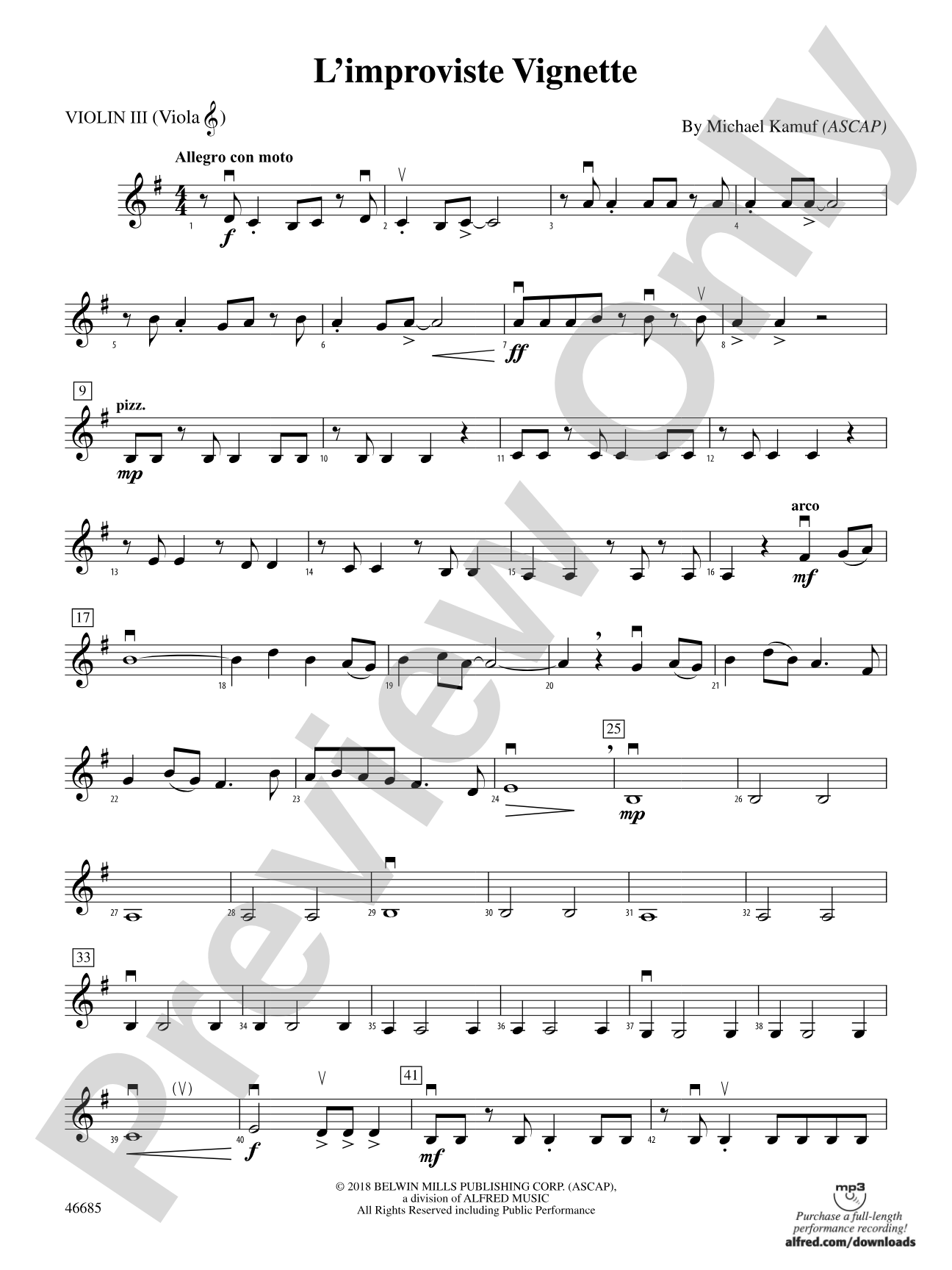 L'improviste Vignette: 3rd Violin (Viola [TC])