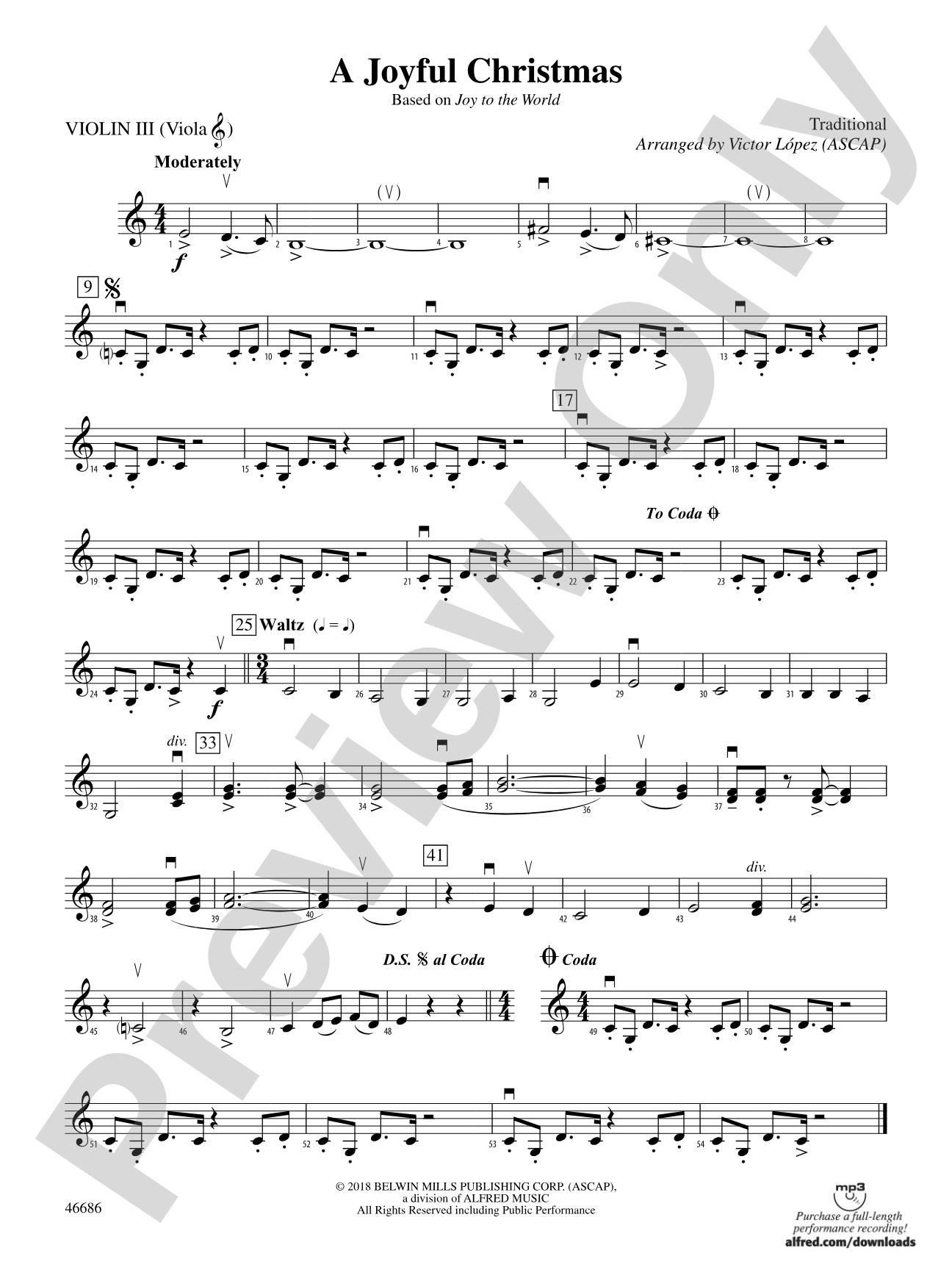 A Joyful Christmas: 3rd Violin (Viola [TC])