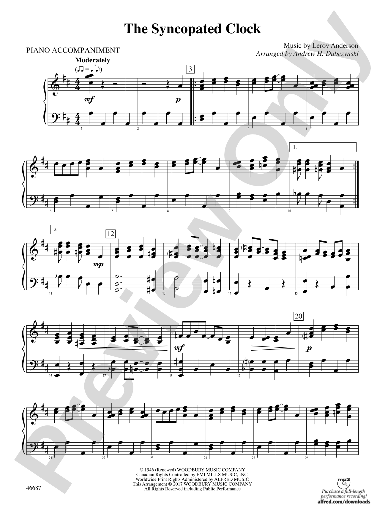 The Syncopated Clock: Piano Accompaniment