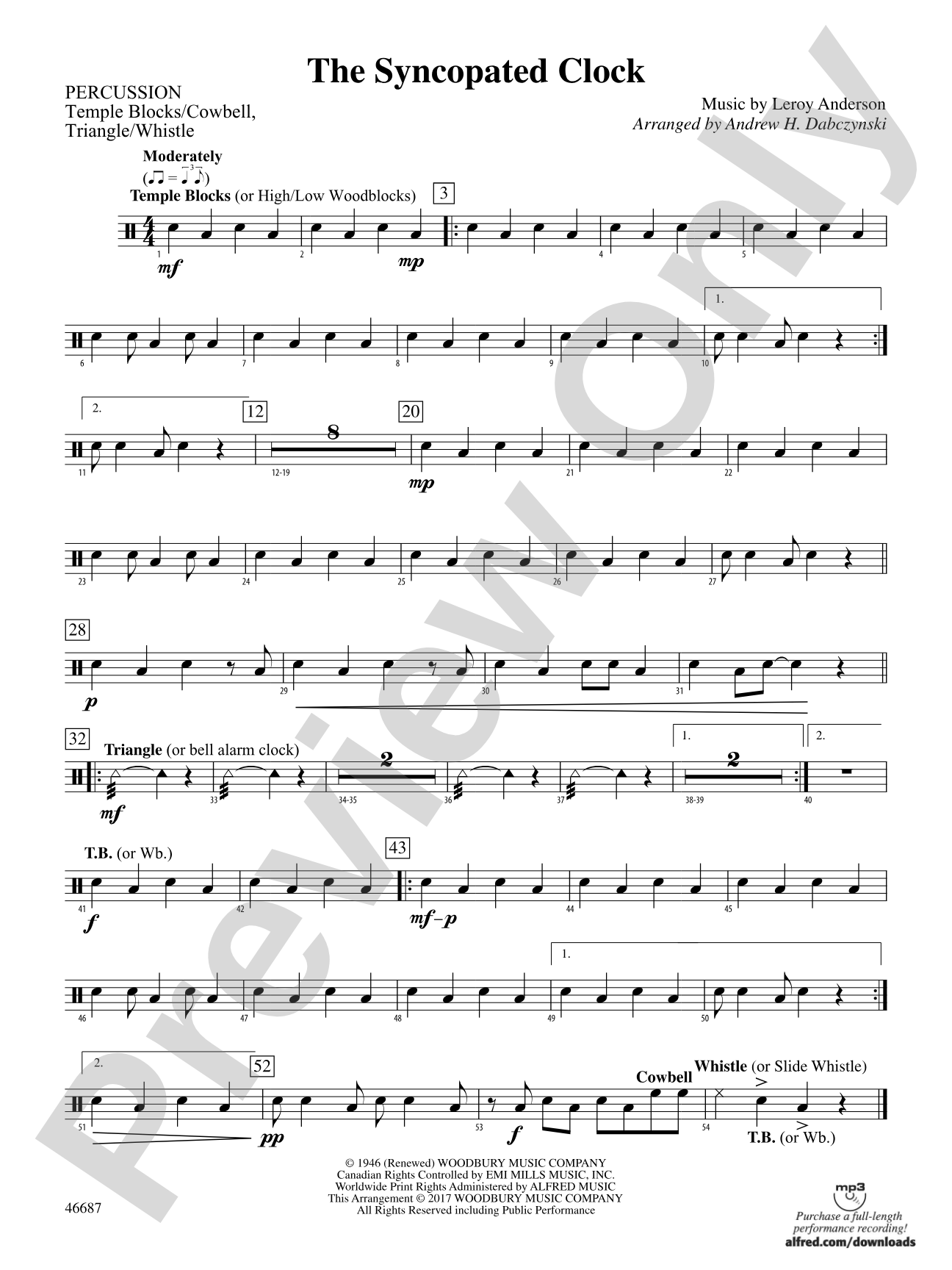 The Syncopated Clock: 1st Percussion