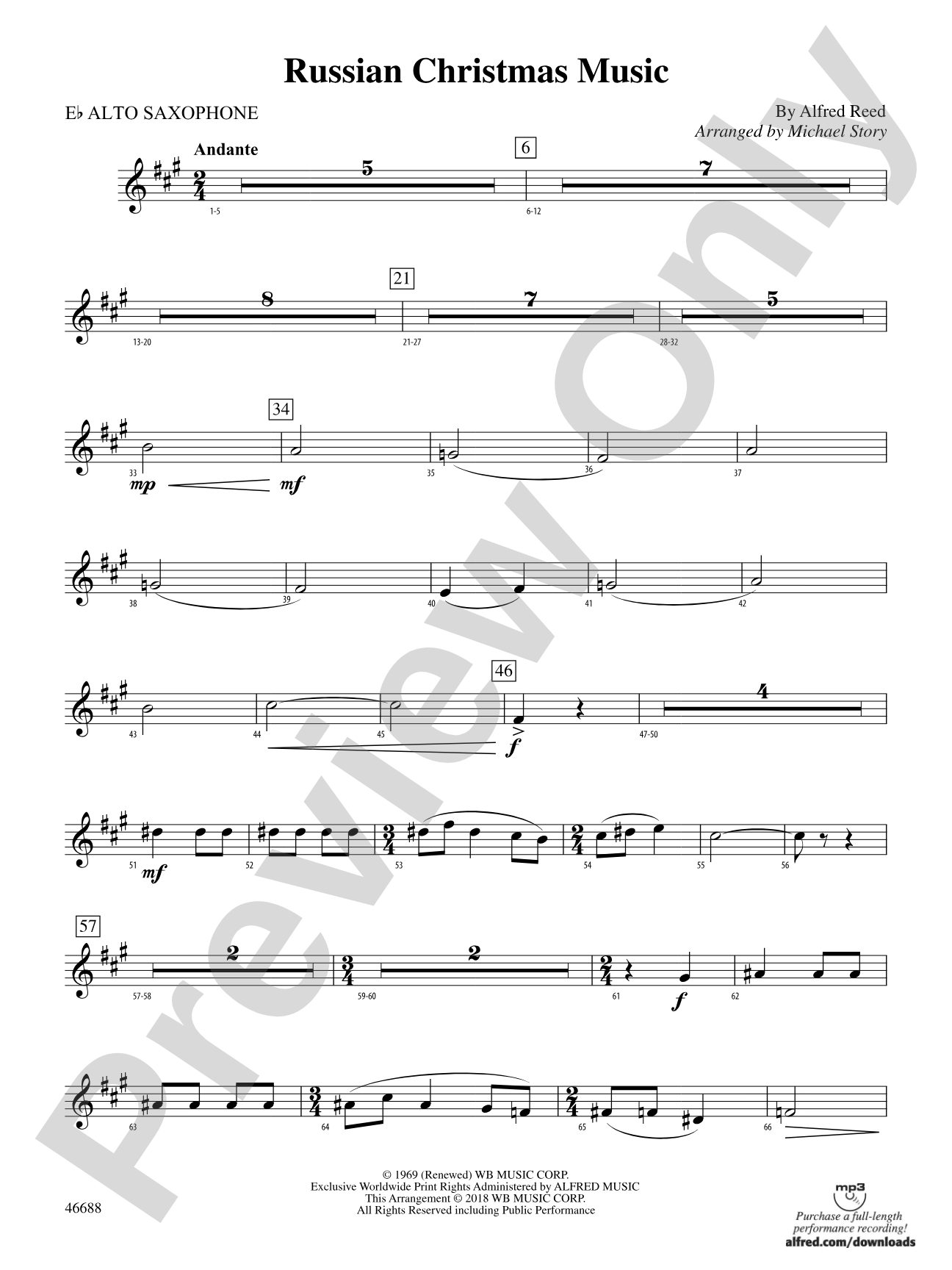 Russian Christmas Music: E-flat Alto Saxophone