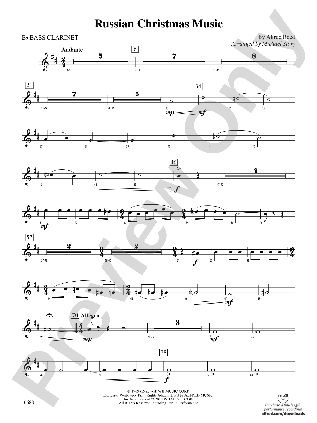 Russian Christmas Music: B-flat Bass Clarinet