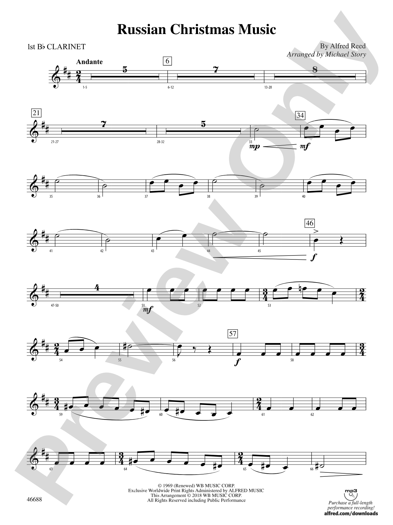Russian Christmas Music: 1st B-flat Clarinet