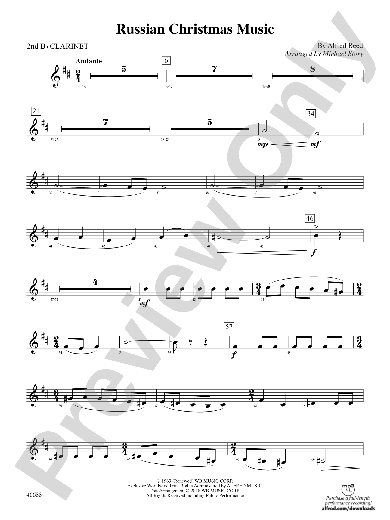 Russian Christmas Music: 2nd B-flat Clarinet