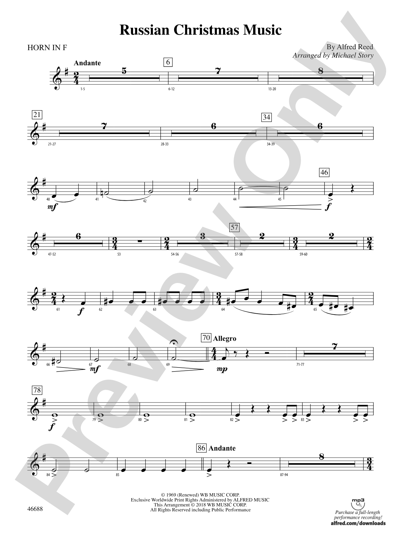 Russian Christmas Music: 1st F Horn