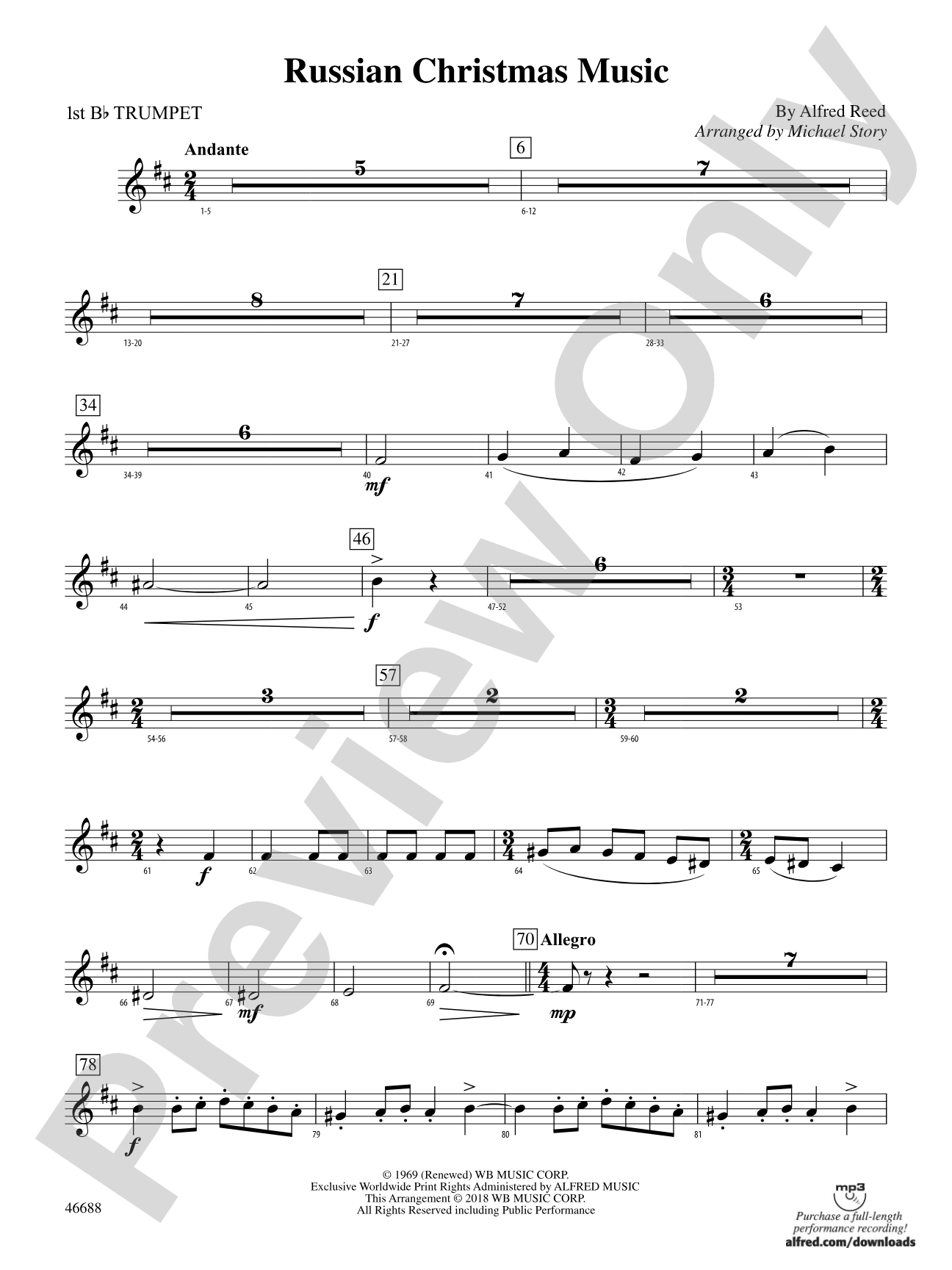 Russian Christmas Music: 1st B-flat Trumpet