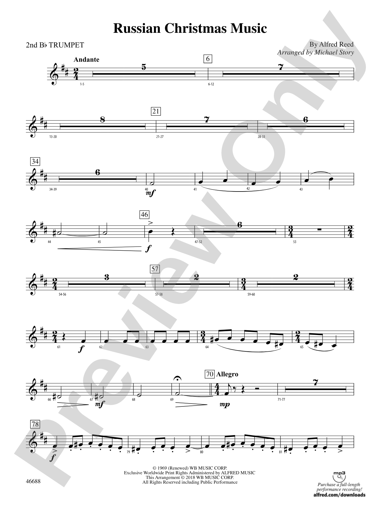 Russian Christmas Music: 2nd B-flat Trumpet