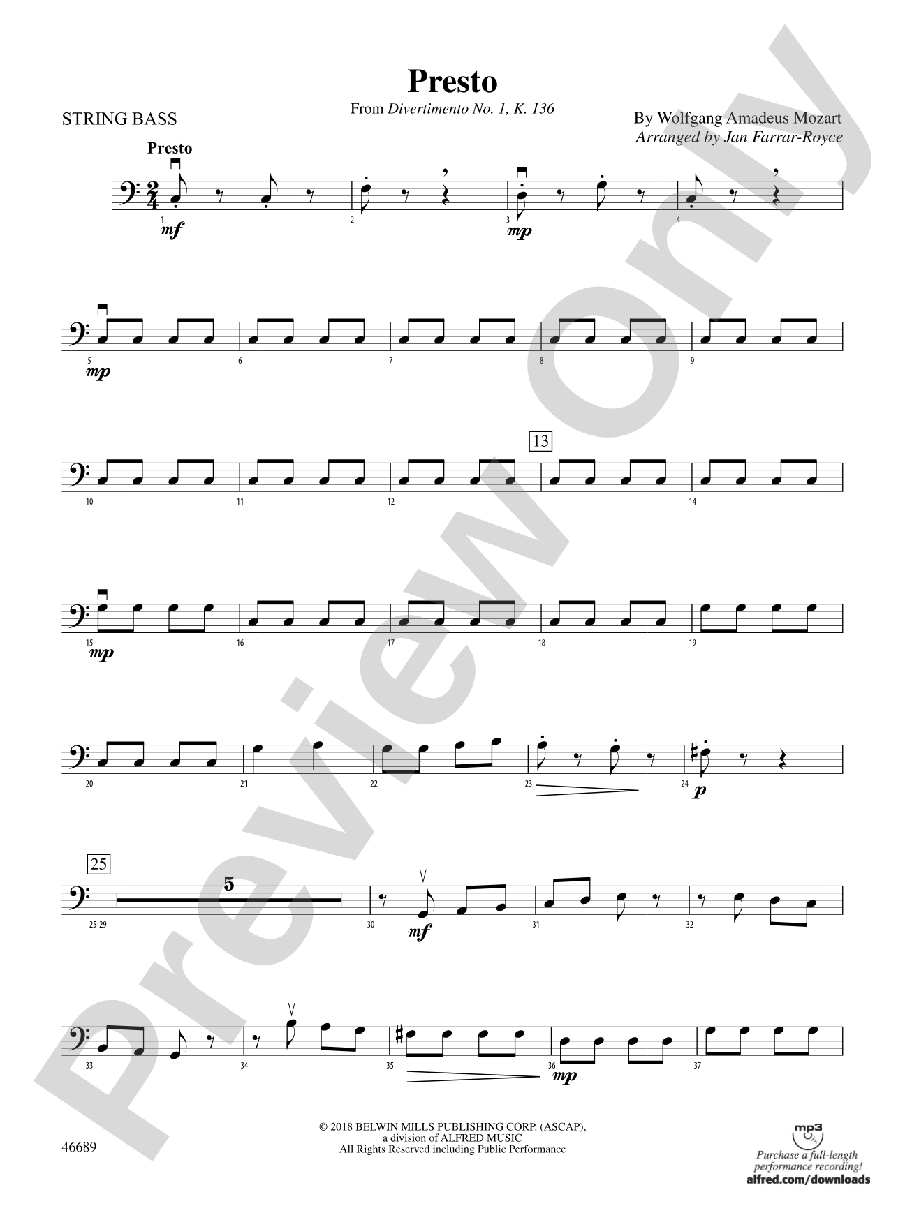 Presto: String Bass
