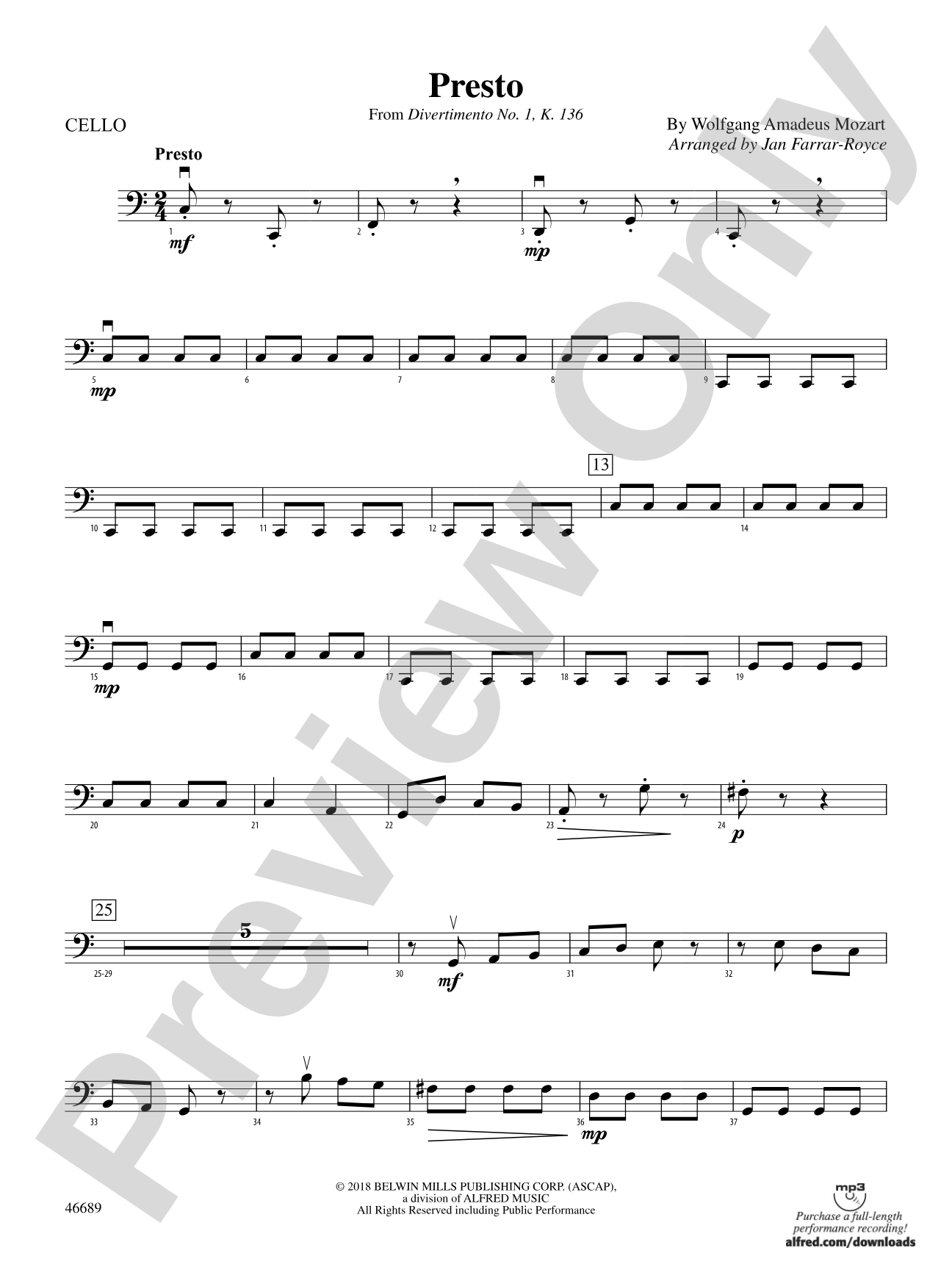 Presto: Cello