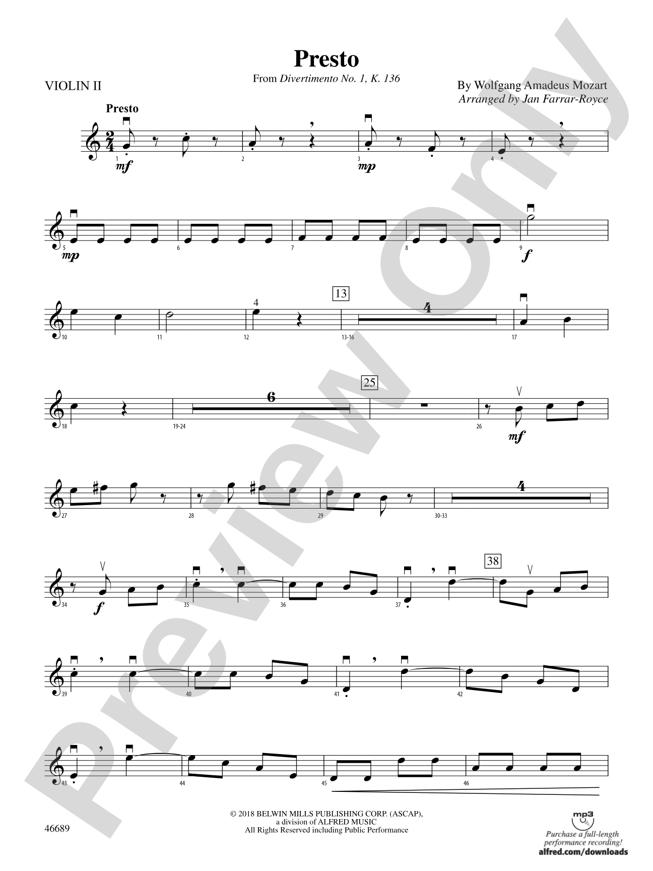 Presto: 2nd Violin