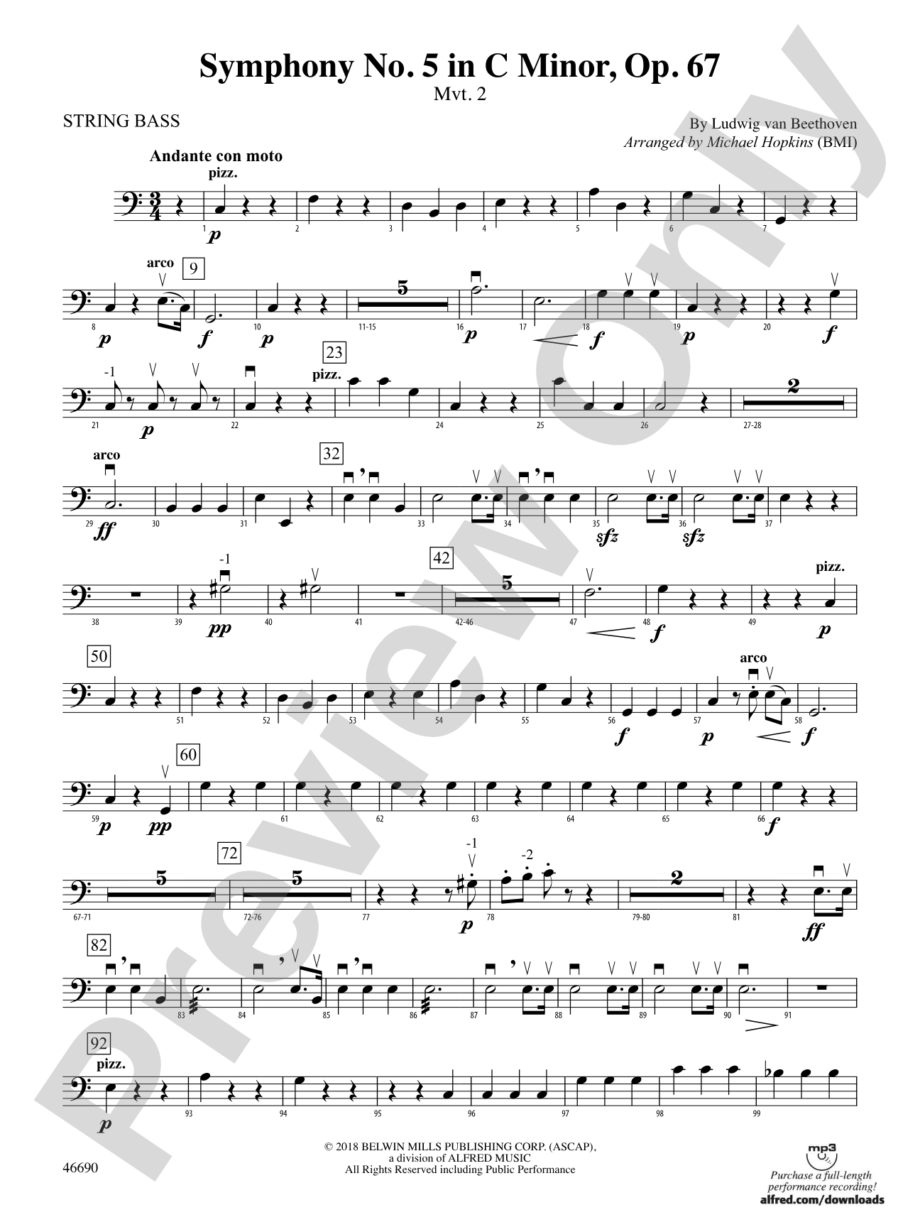 Symphony No. 5 in C Minor, Op. 67: String Bass