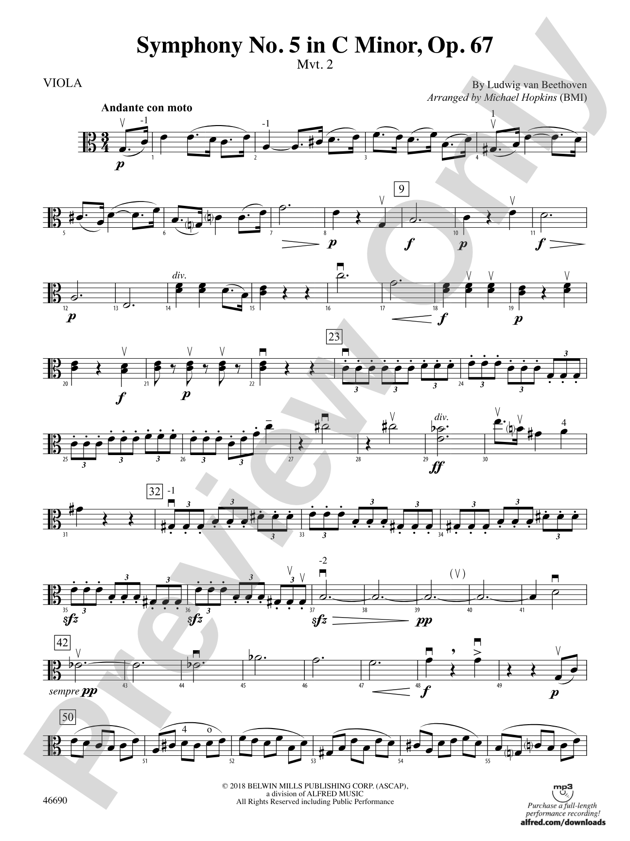 Symphony No. 5 in C Minor, Op. 67: Viola