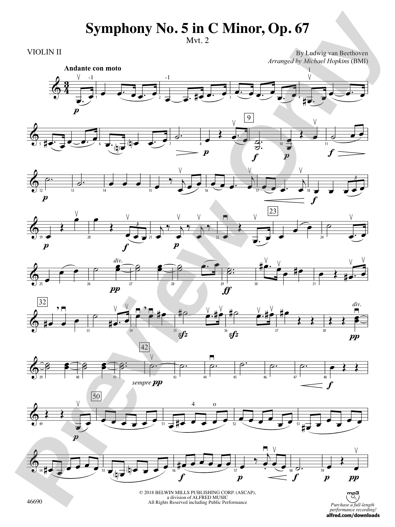 Symphony No. 5 in C Minor, Op. 67: 2nd Violin