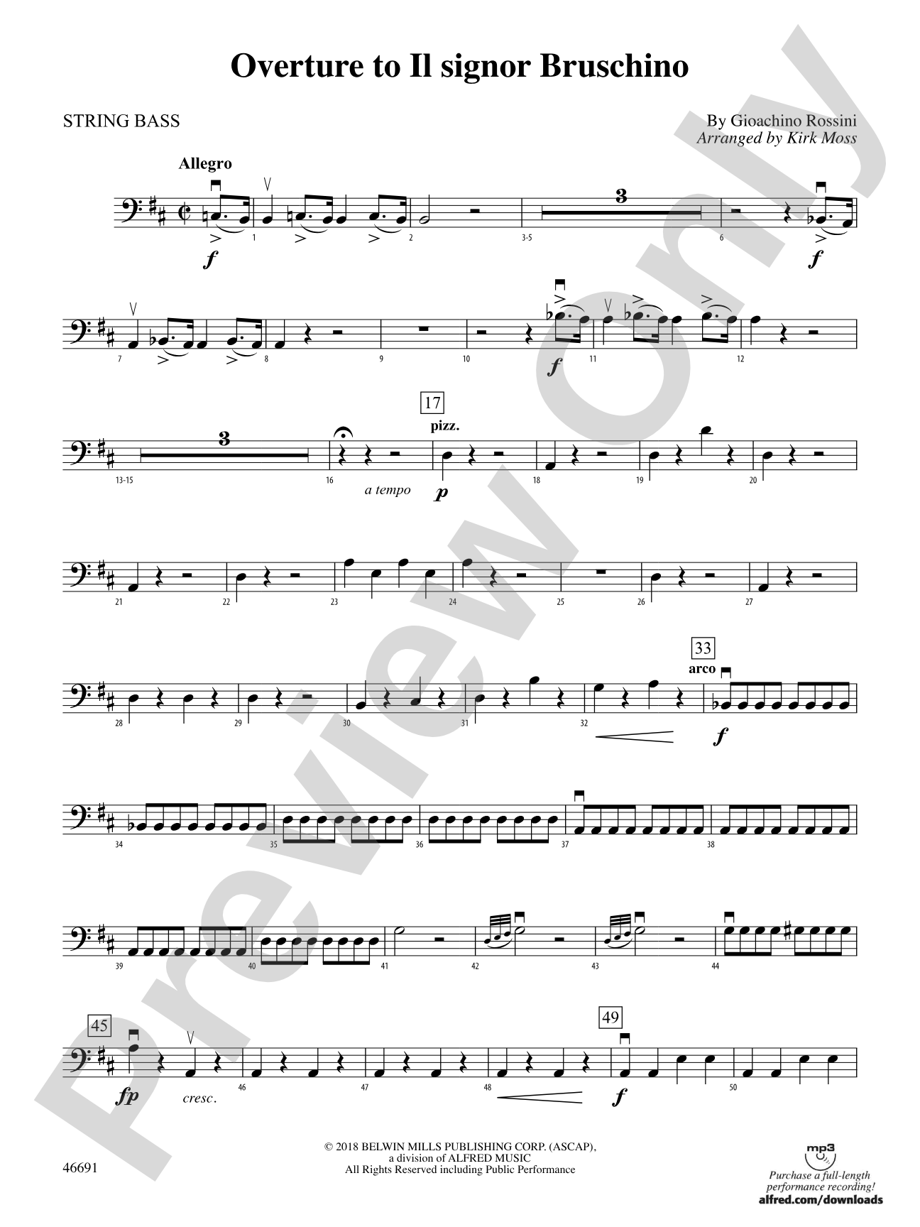 Overture to Il signor Bruschino: String Bass