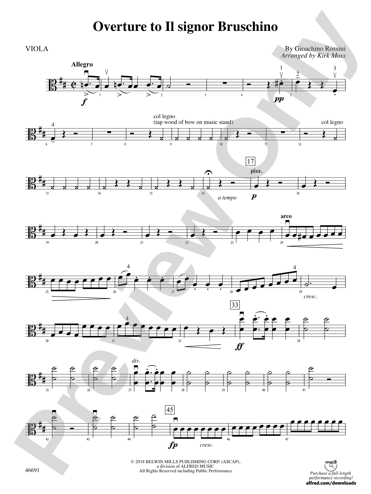 Overture to Il signor Bruschino: Viola