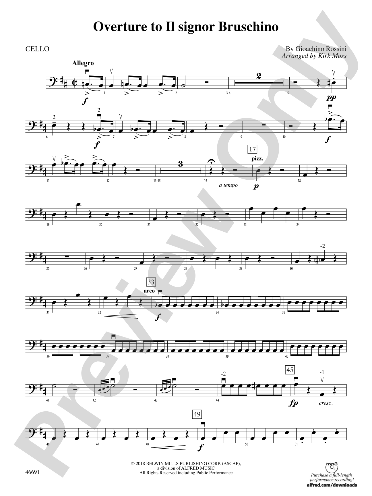 Overture to Il signor Bruschino: Cello