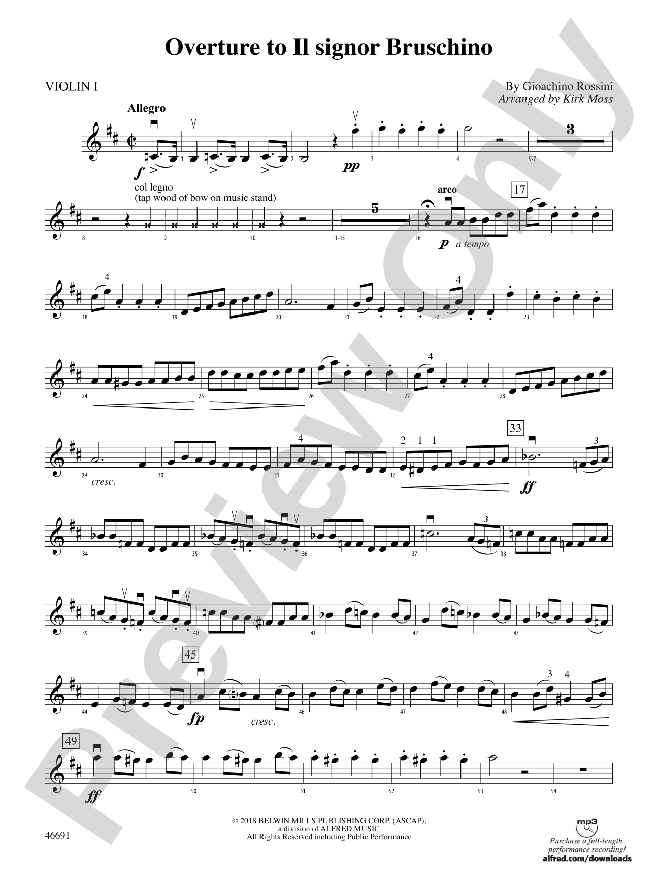 Overture to Il signor Bruschino: 1st Violin