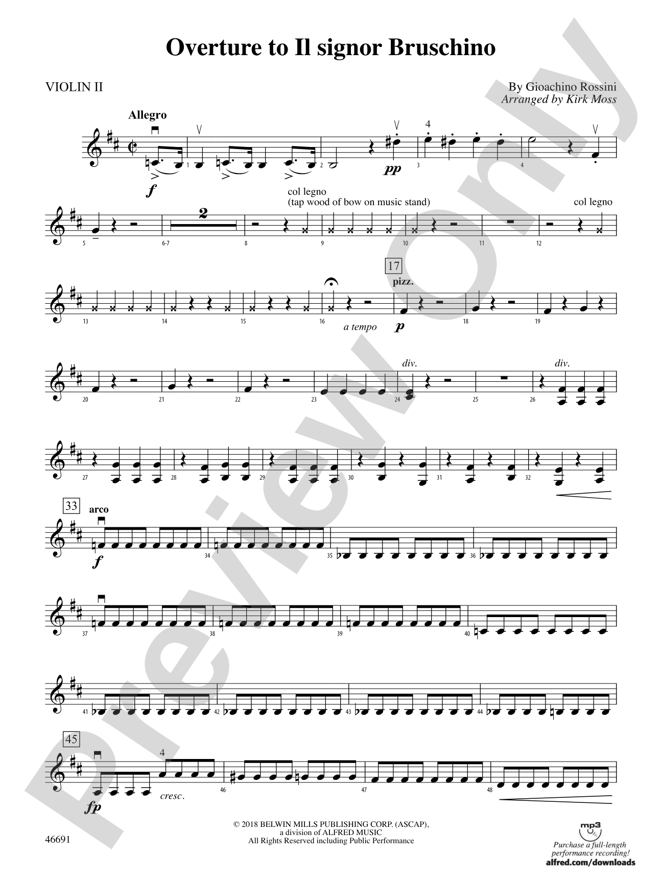 Overture to Il signor Bruschino: 2nd Violin