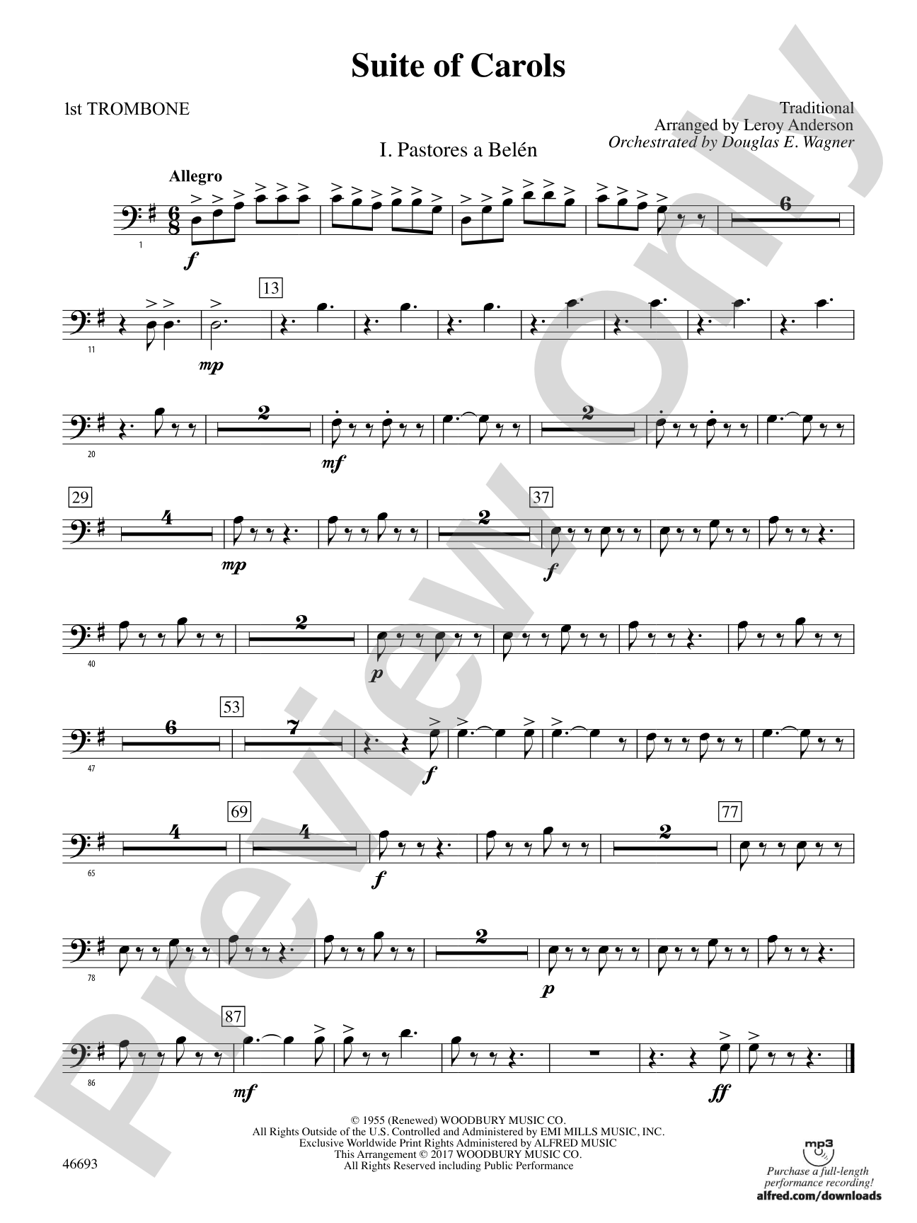 Suite of Carols: 1st Trombone