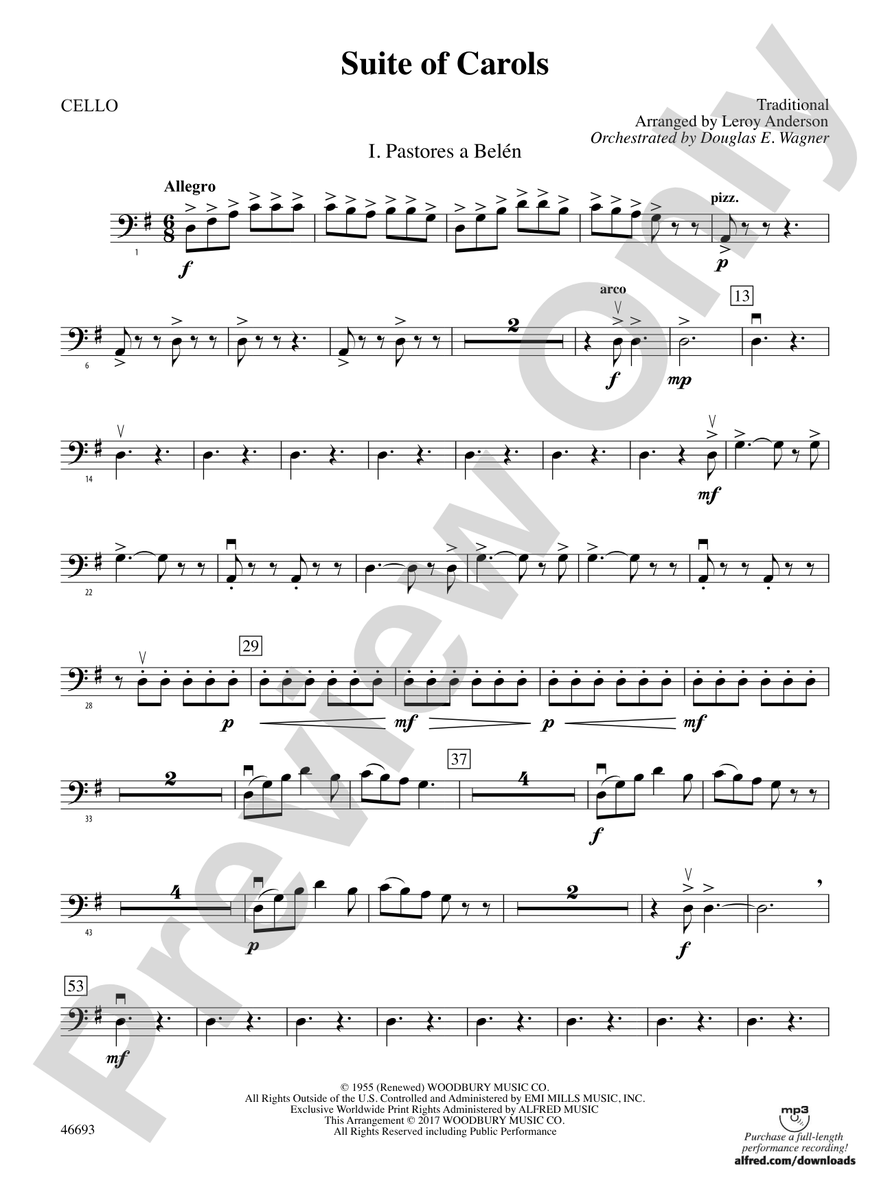 Suite of Carols: Cello