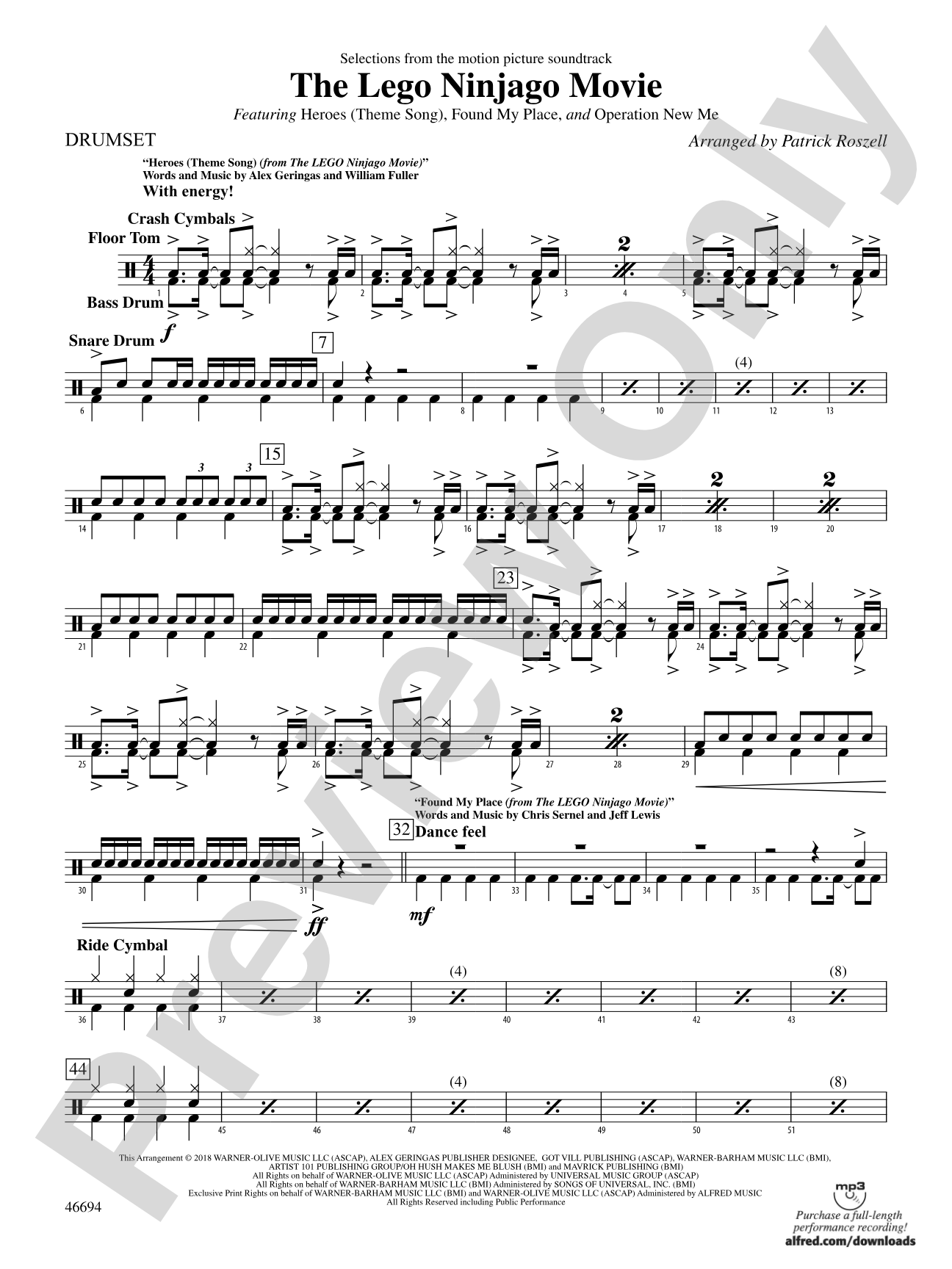 The LEGO® Ninjago® Movie™: Selections from the Motion Picture Soundtrack: Drums