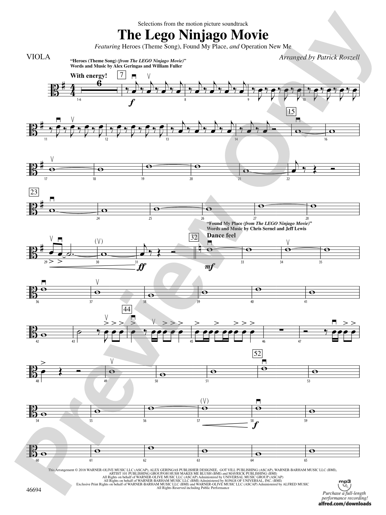 The LEGO® Ninjago® Movie™: Selections from the Motion Picture Soundtrack: Viola