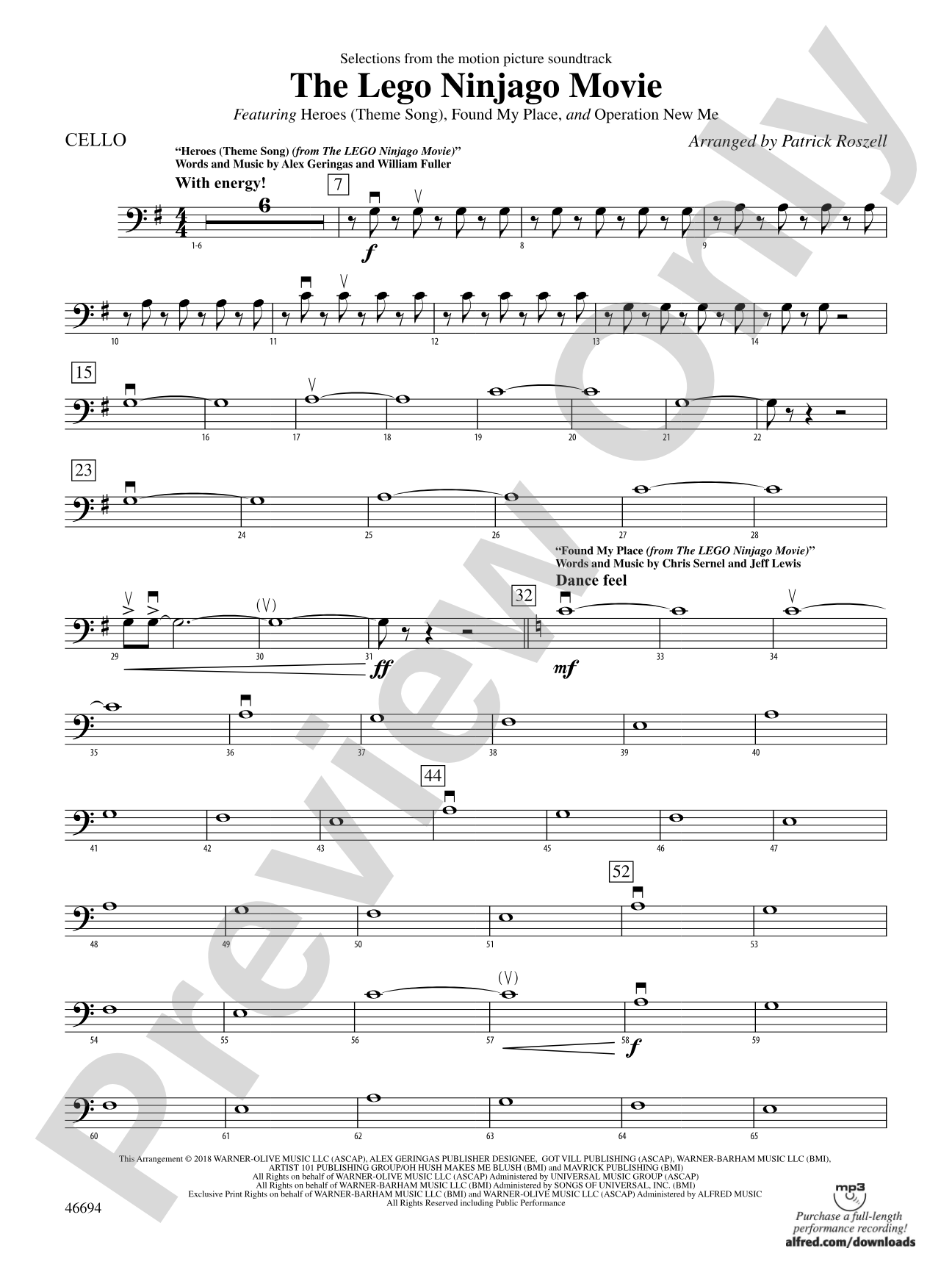 The LEGO® Ninjago® Movie™: Selections from the Motion Picture Soundtrack: Cello