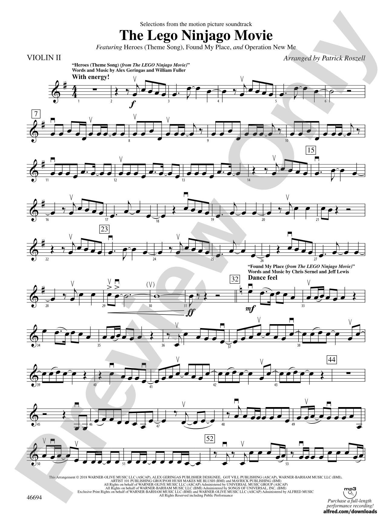 The LEGO® Ninjago® Movie™: Selections from the Motion Picture Soundtrack: 2nd Violin