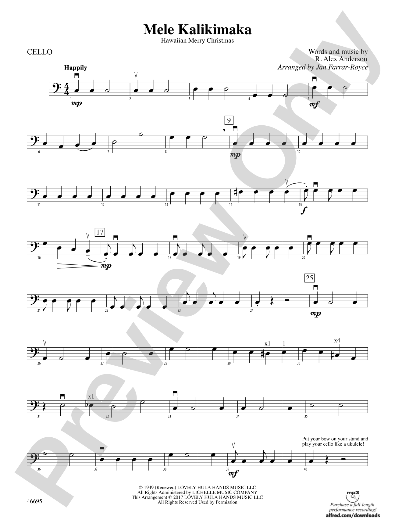 Mele Kalikimaka: Cello