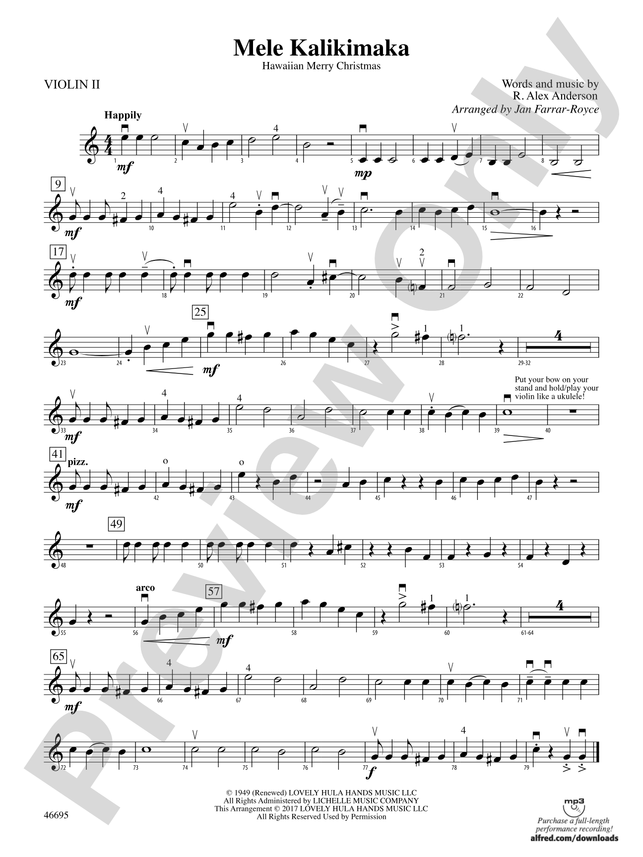 Mele Kalikimaka: 2nd Violin