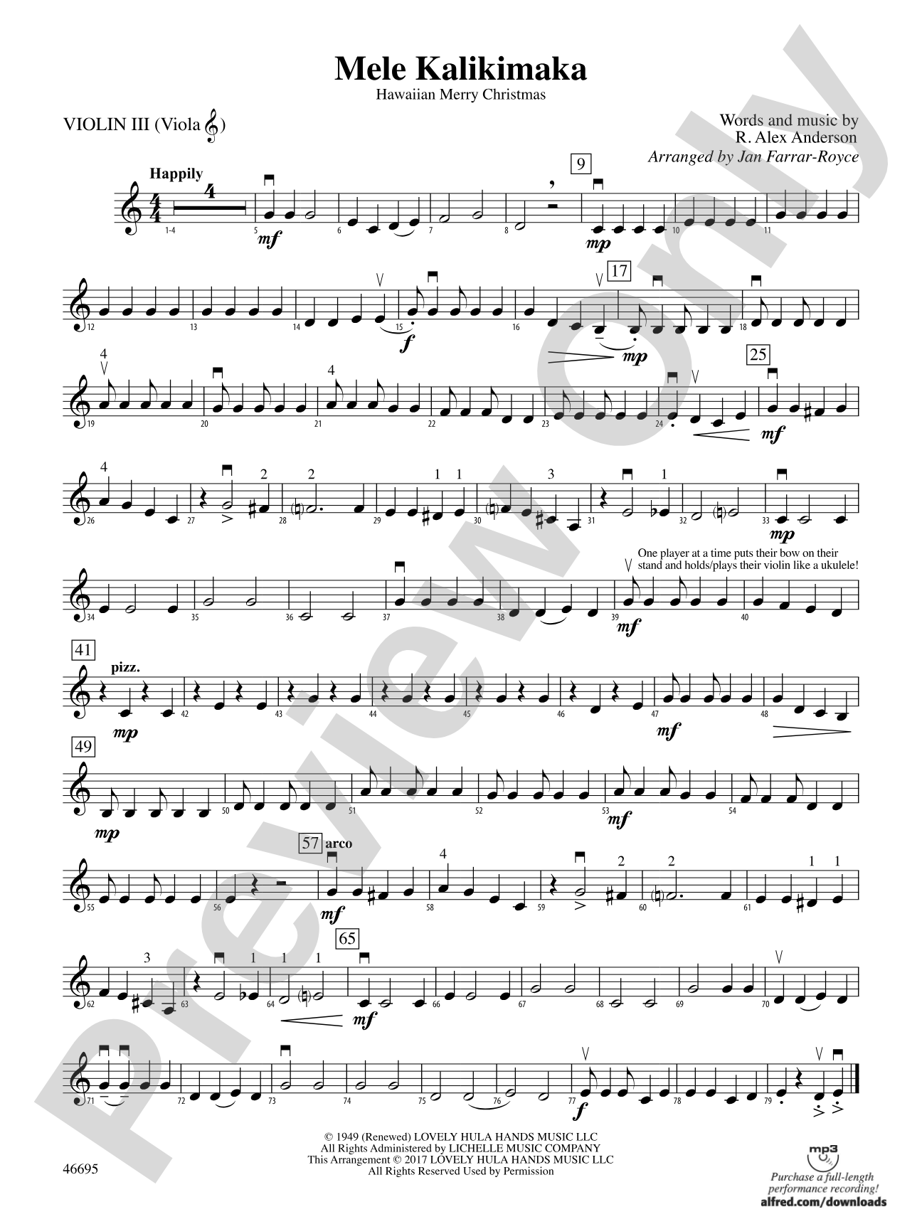 Mele Kalikimaka: 3rd Violin (Viola [TC])