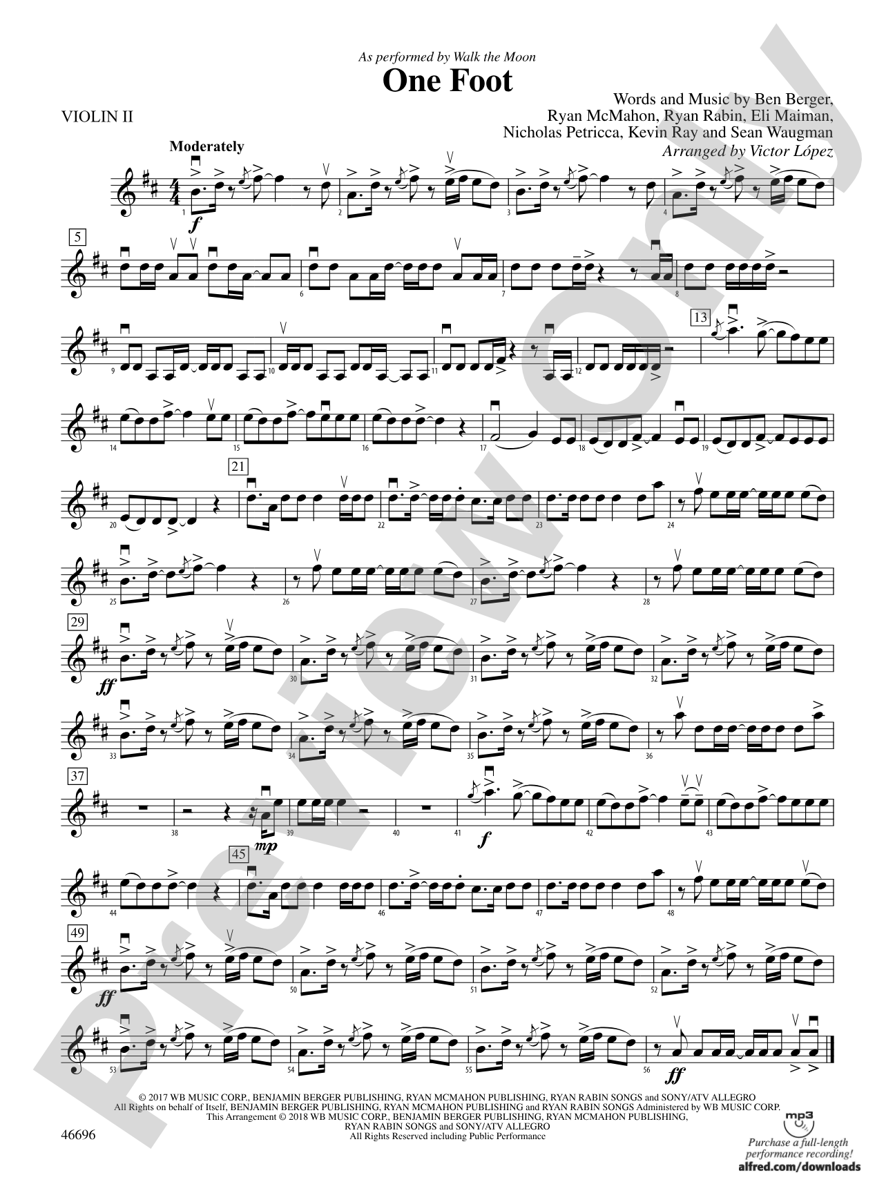 One Foot: 2nd Violin