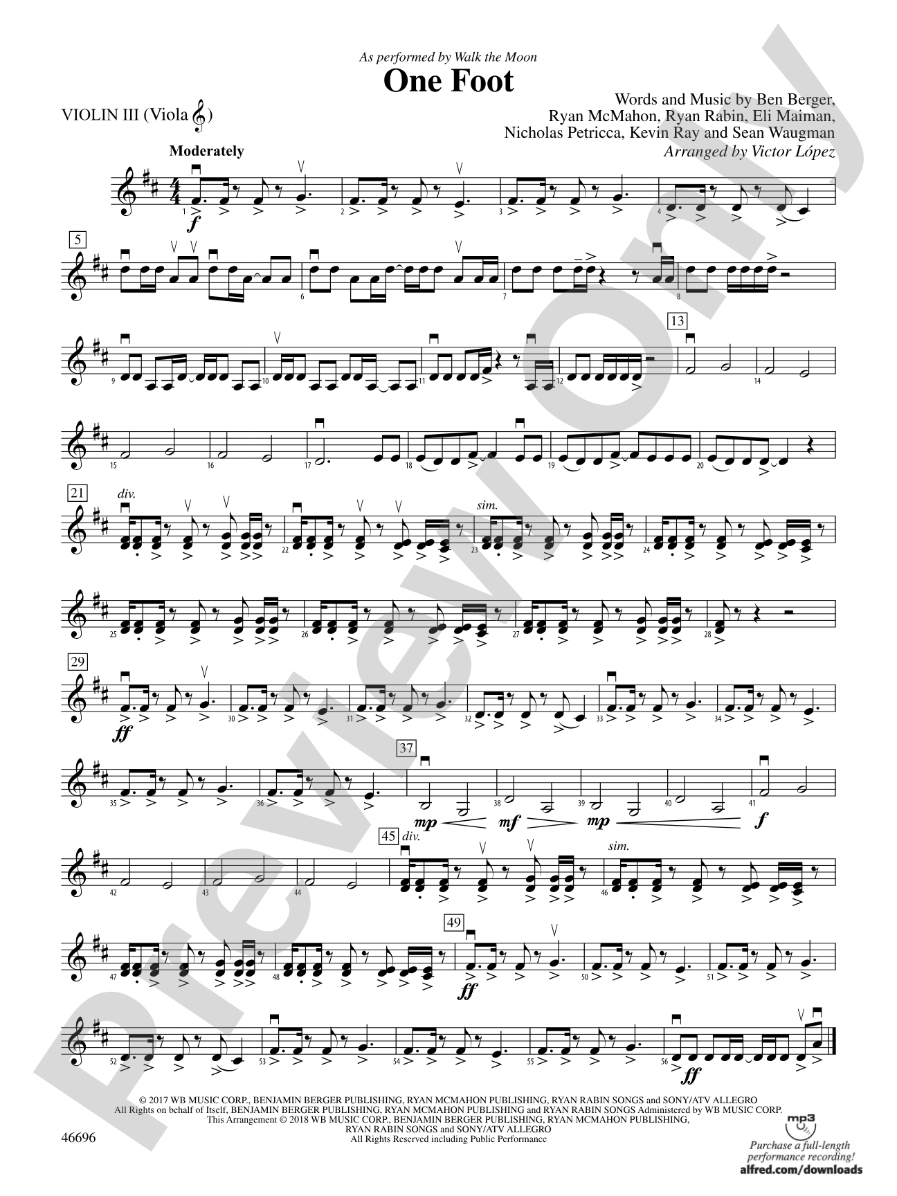 One Foot: 3rd Violin (Viola [TC])