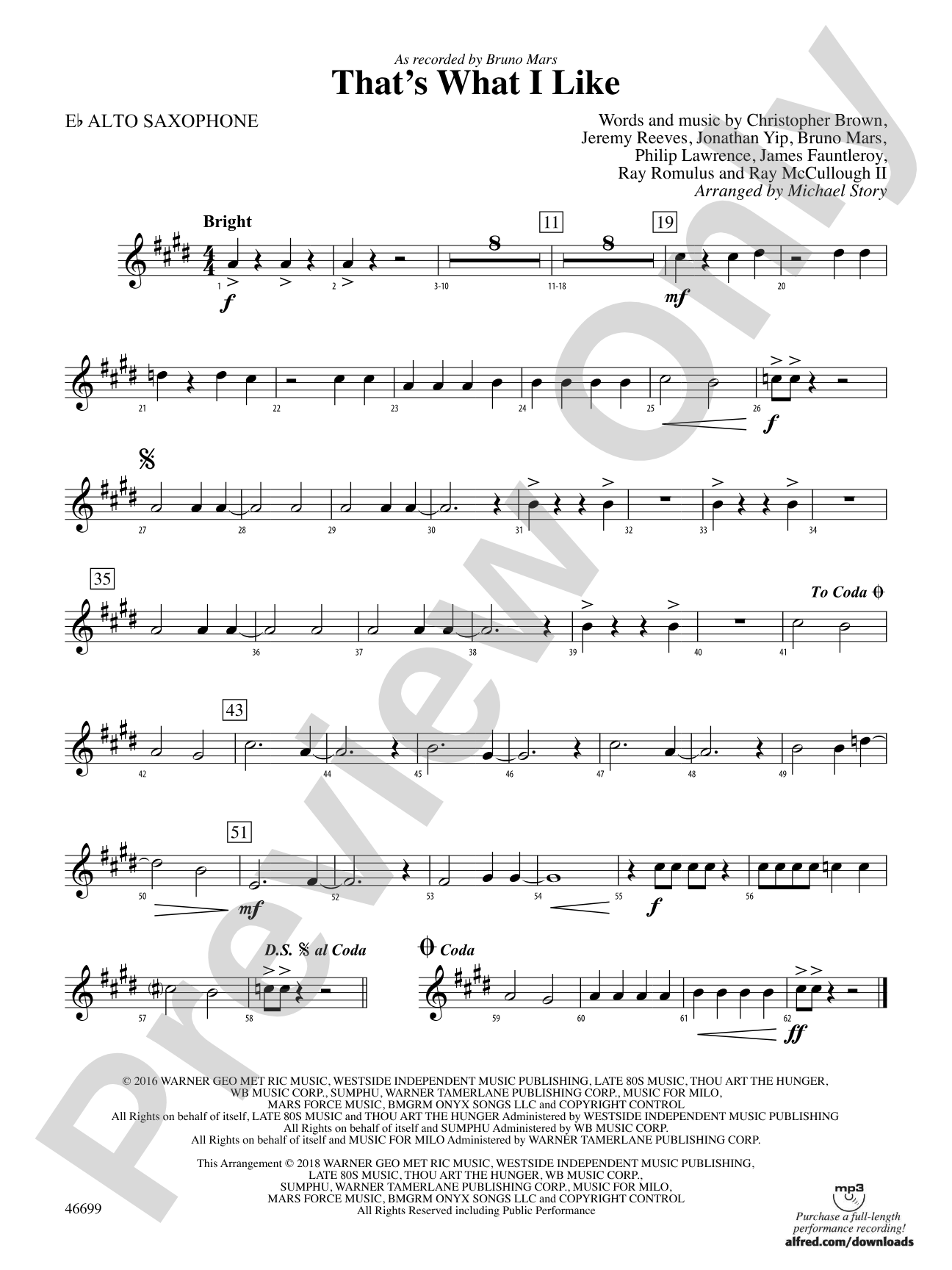 That's What I Like: E-flat Alto Saxophone