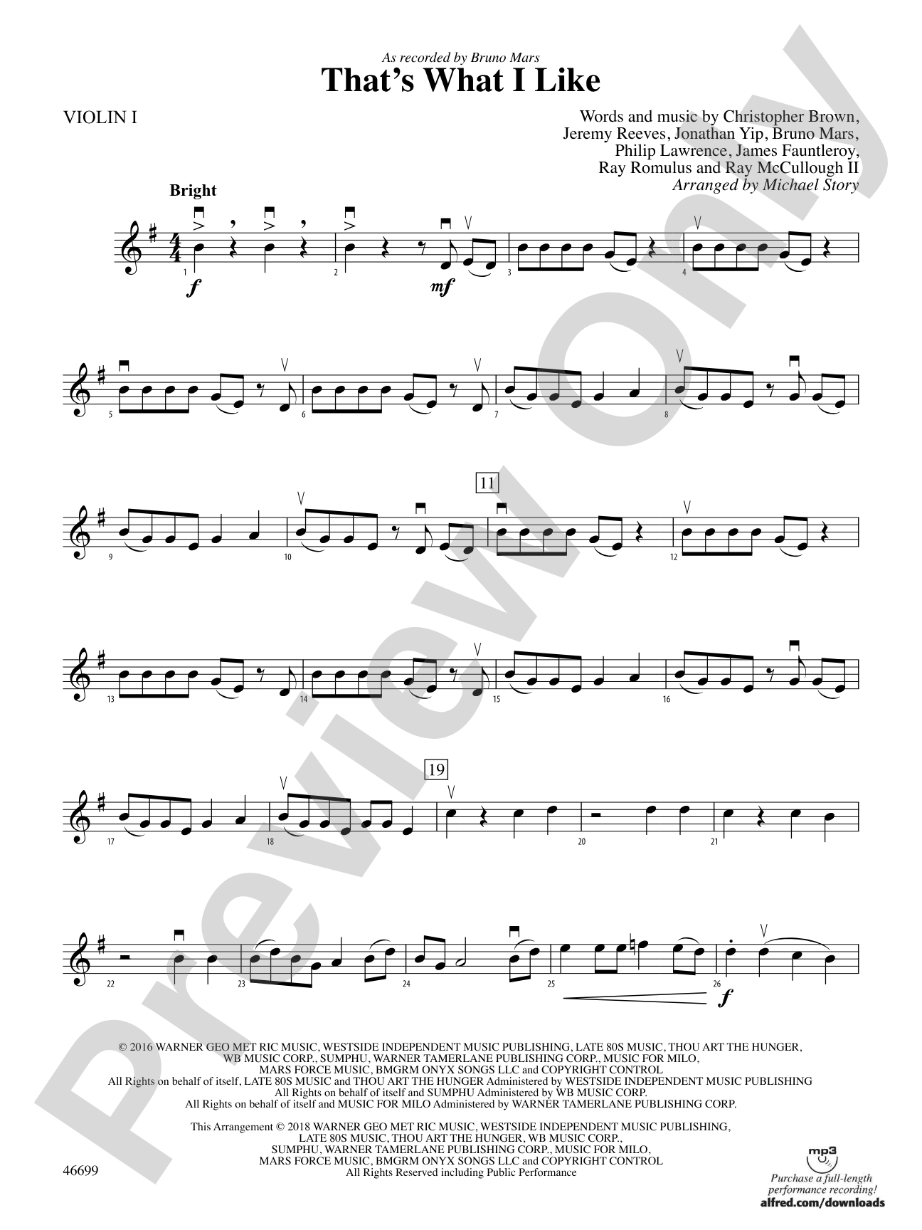 That's What I Like: 1st Violin
