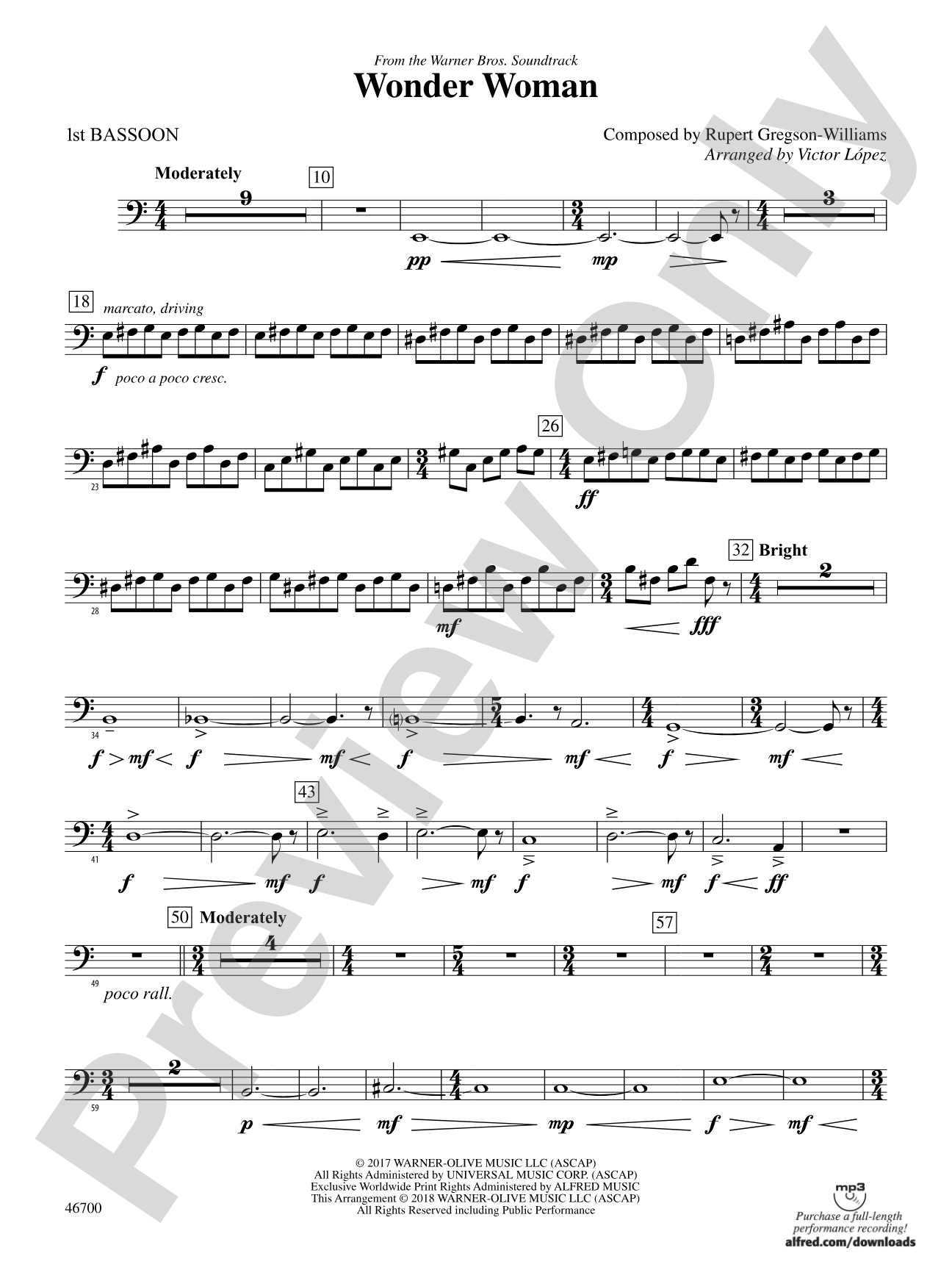 Wonder Woman: From the Warner Bros. Soundtrack: Bassoon