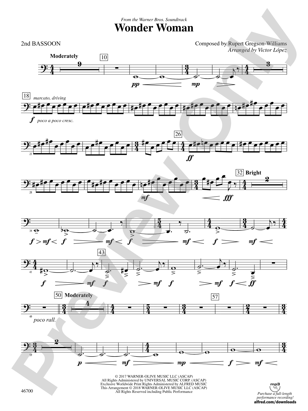Wonder Woman: From the Warner Bros. Soundtrack: 2nd Bassoon