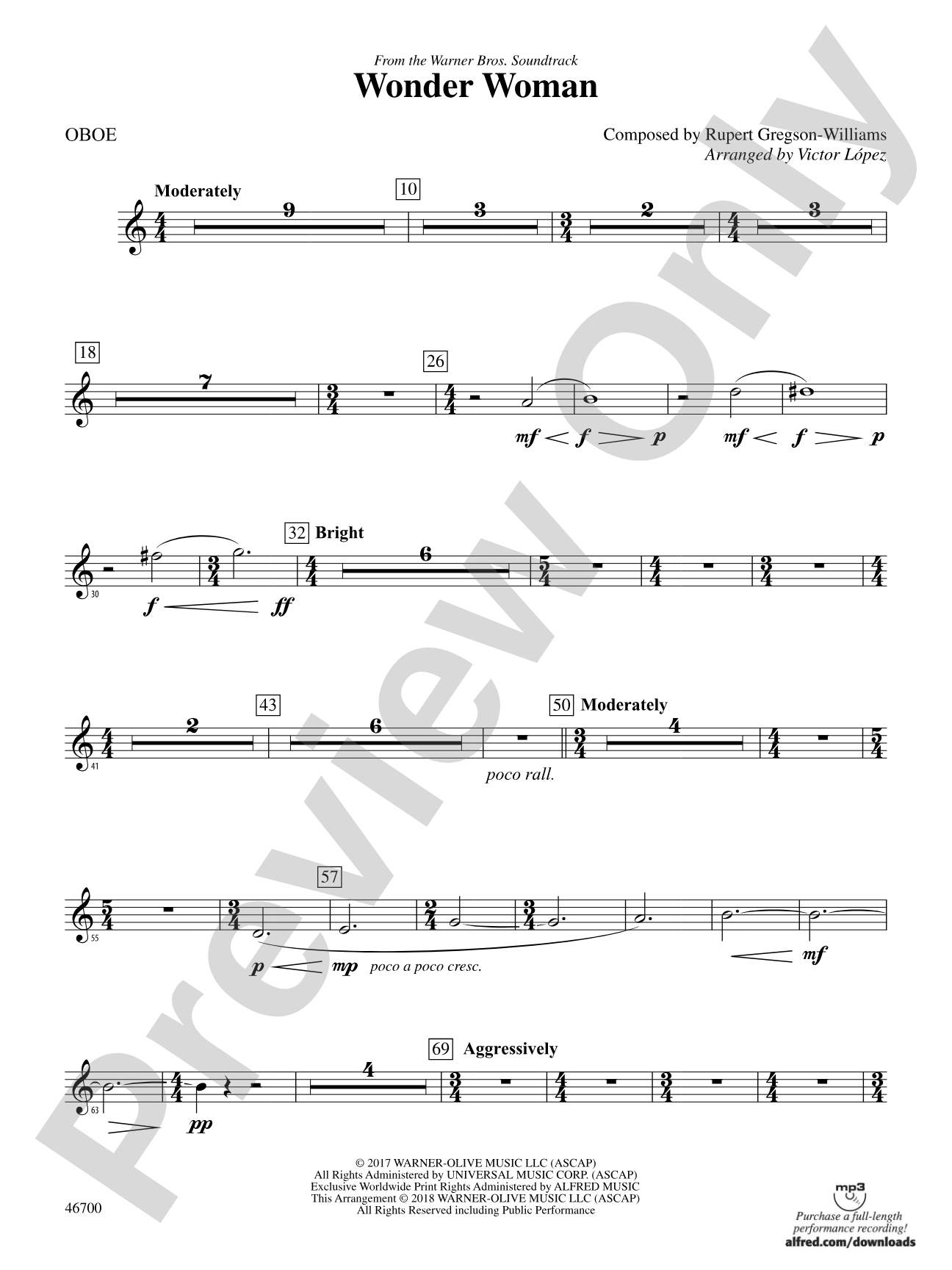 Wonder Woman: From the Warner Bros. Soundtrack: Oboe