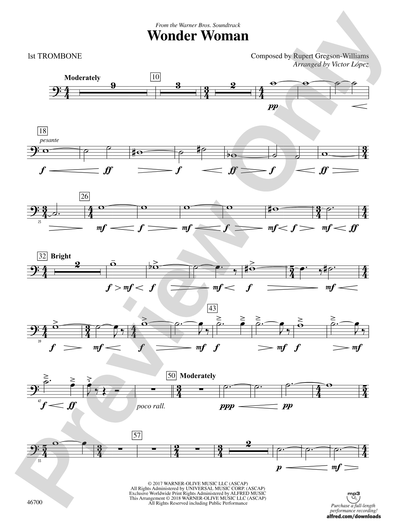 Wonder Woman: From the Warner Bros. Soundtrack: 1st Trombone