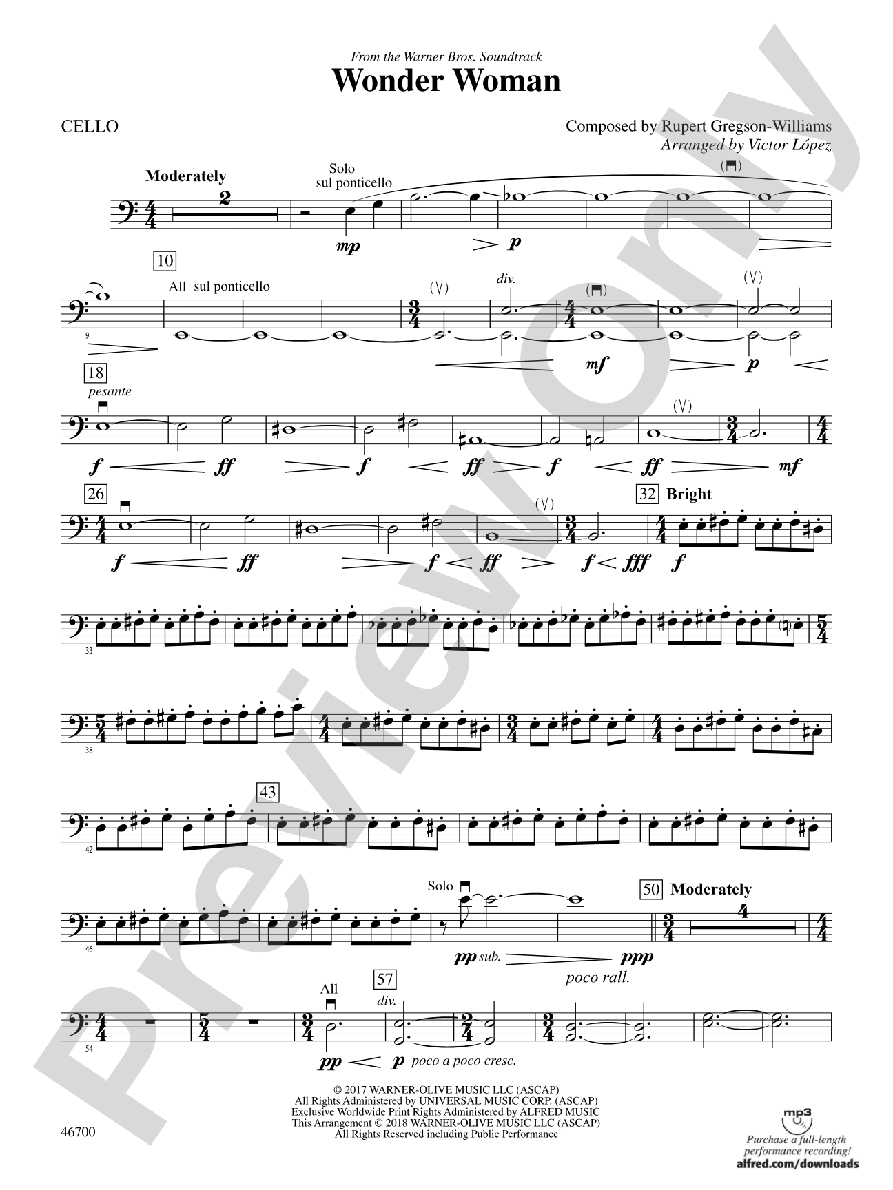 Wonder Woman: From the Warner Bros. Soundtrack: Cello