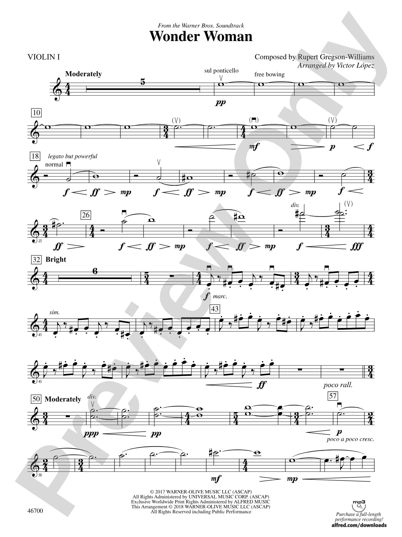Wonder Woman: From the Warner Bros. Soundtrack: 1st Violin