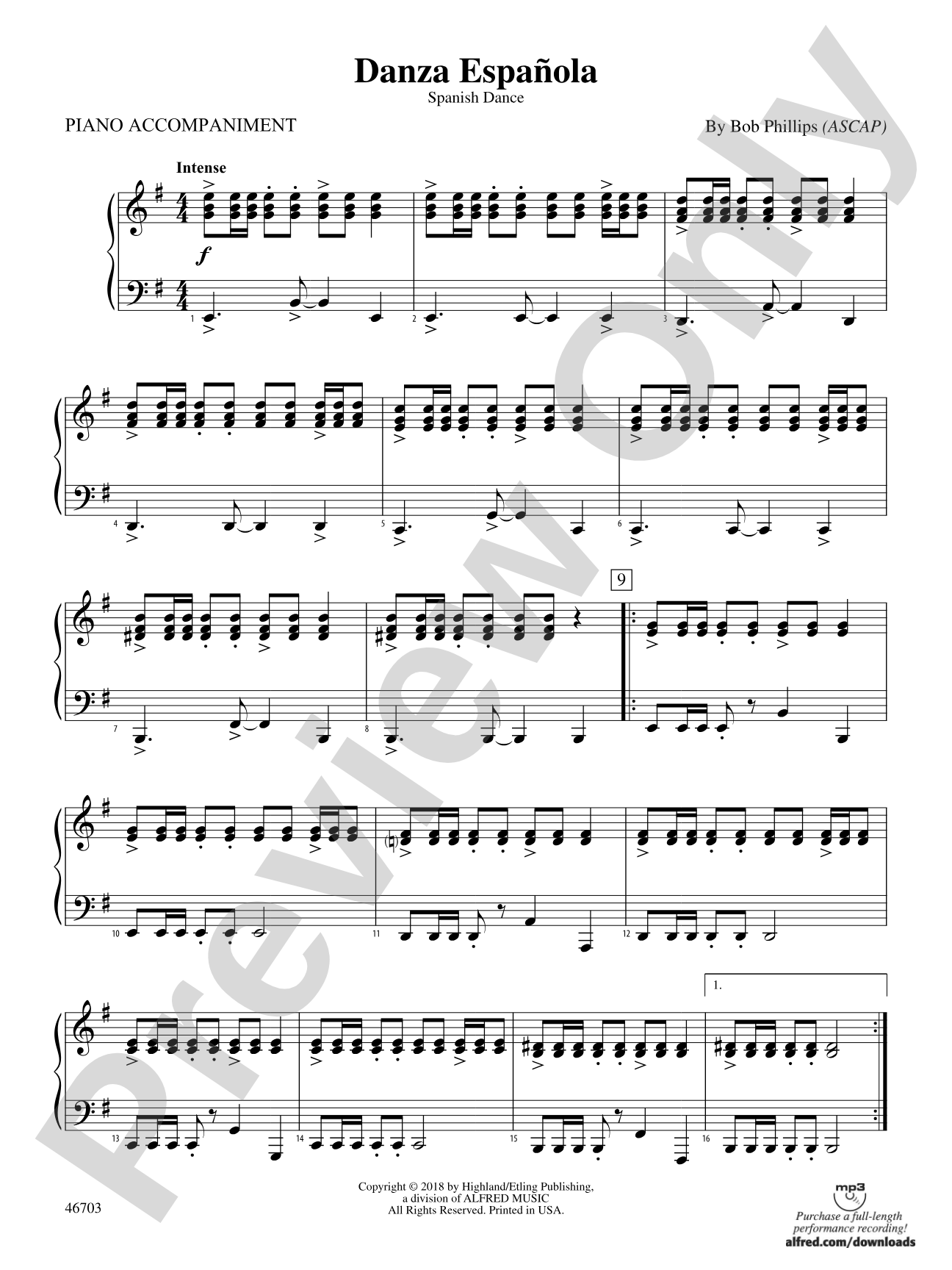 Danza Española: Piano Accompaniment