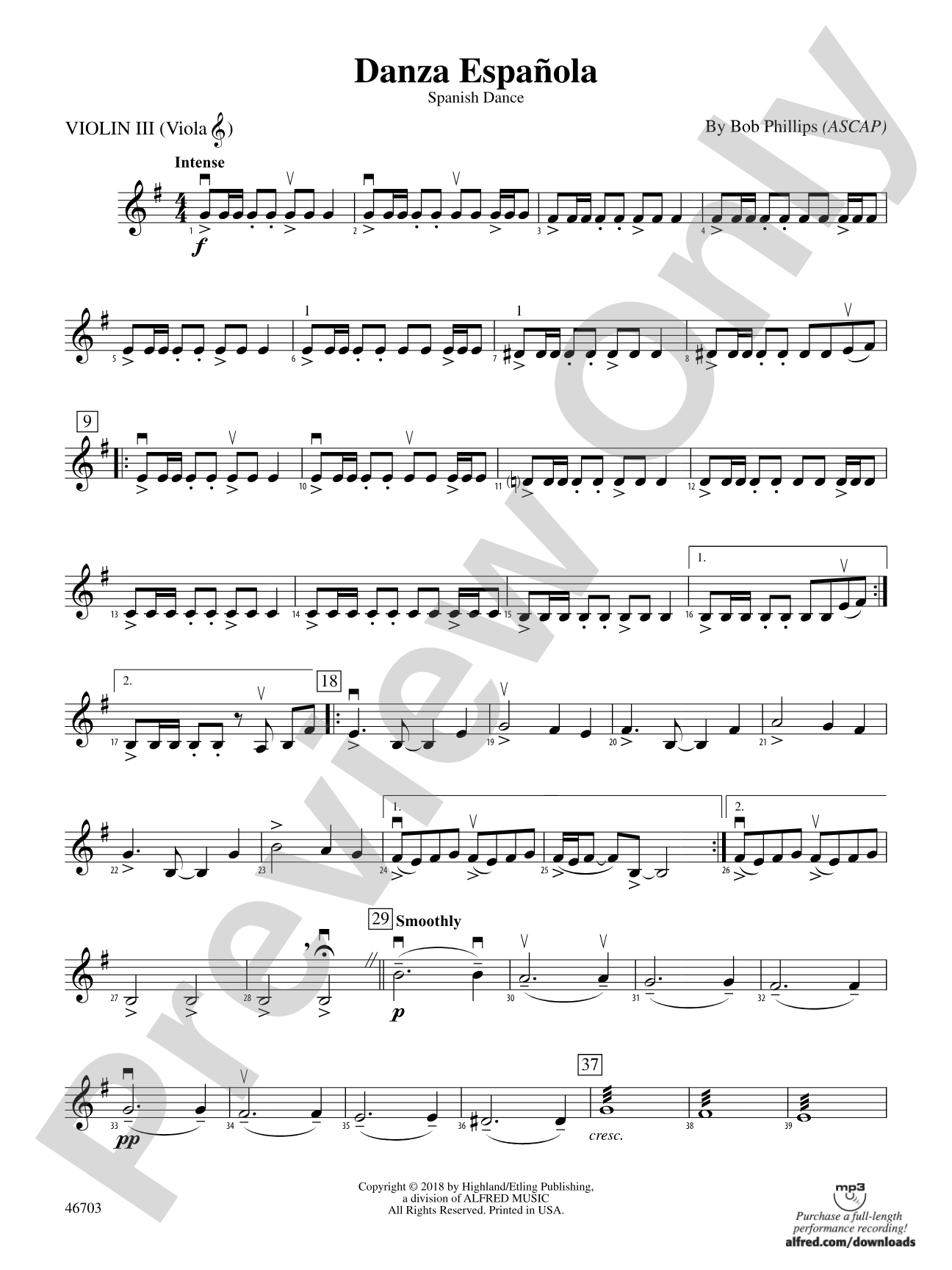 Danza Española: 3rd Violin (Viola [TC])