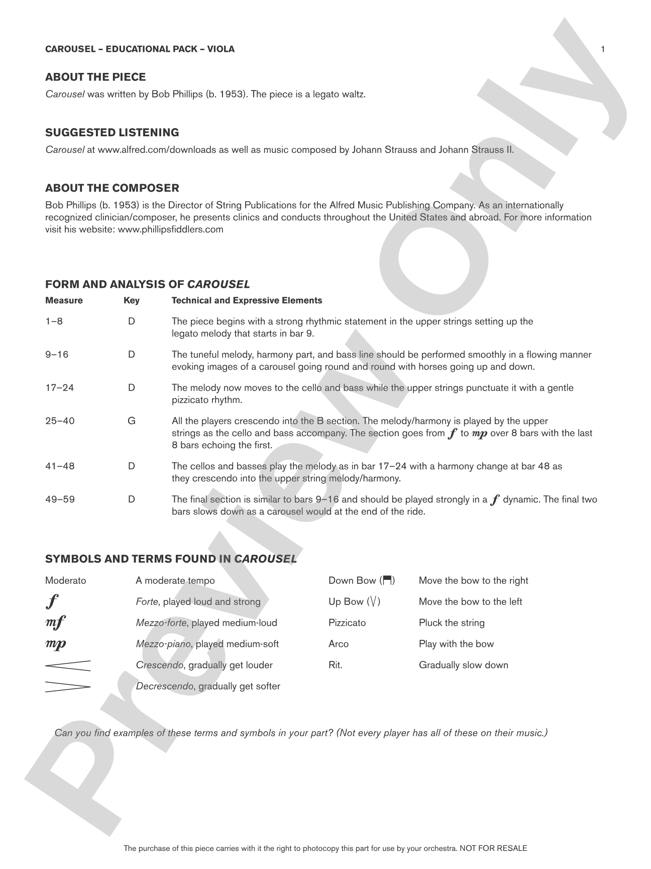 Carousel: Viola Educational Pack